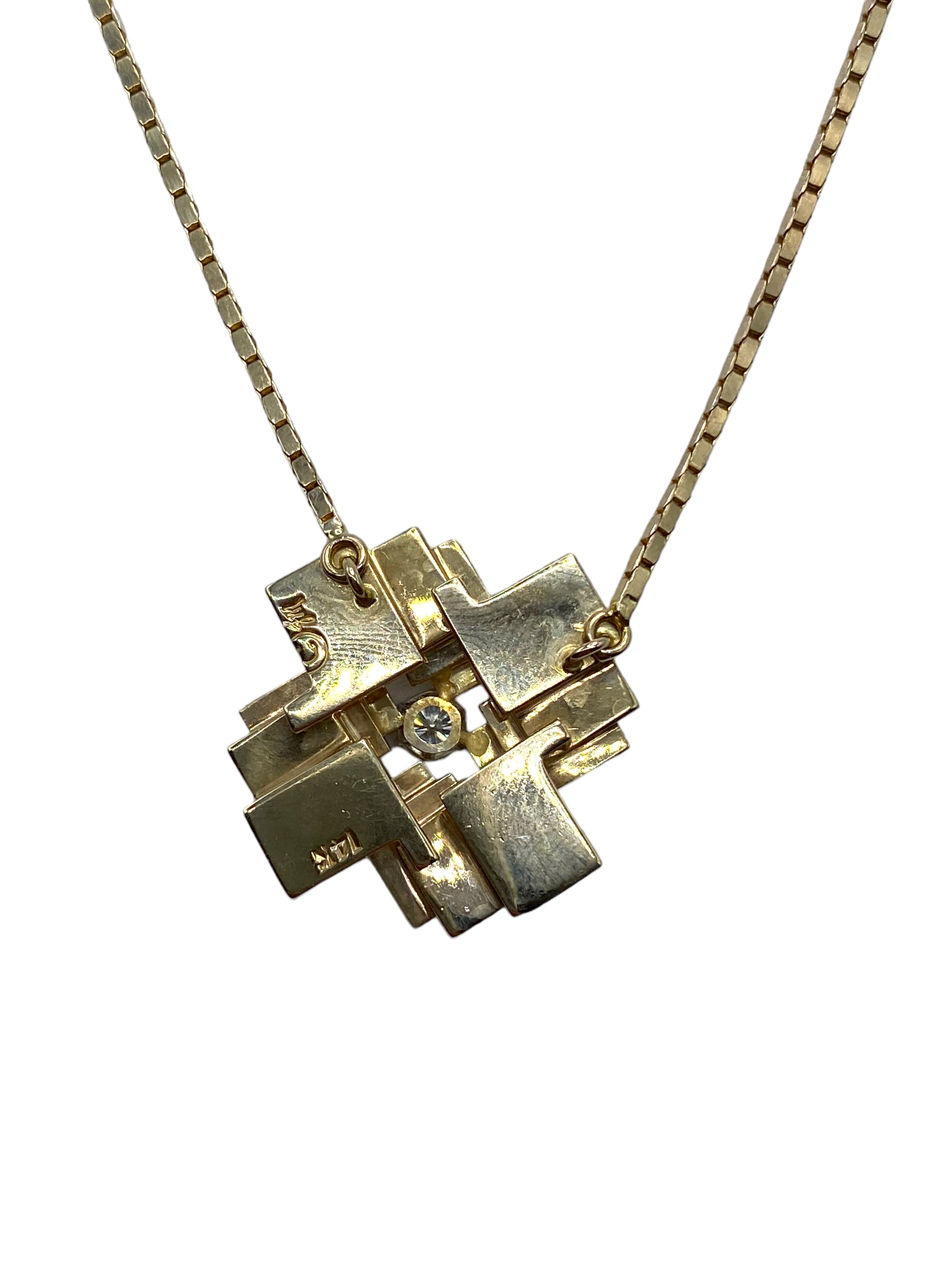 14k Geometric Pendant Necklace