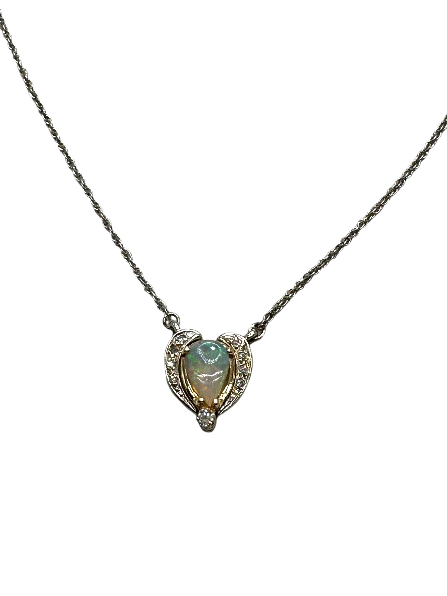 14k Opal Diamond Convertible Pendant Necklace