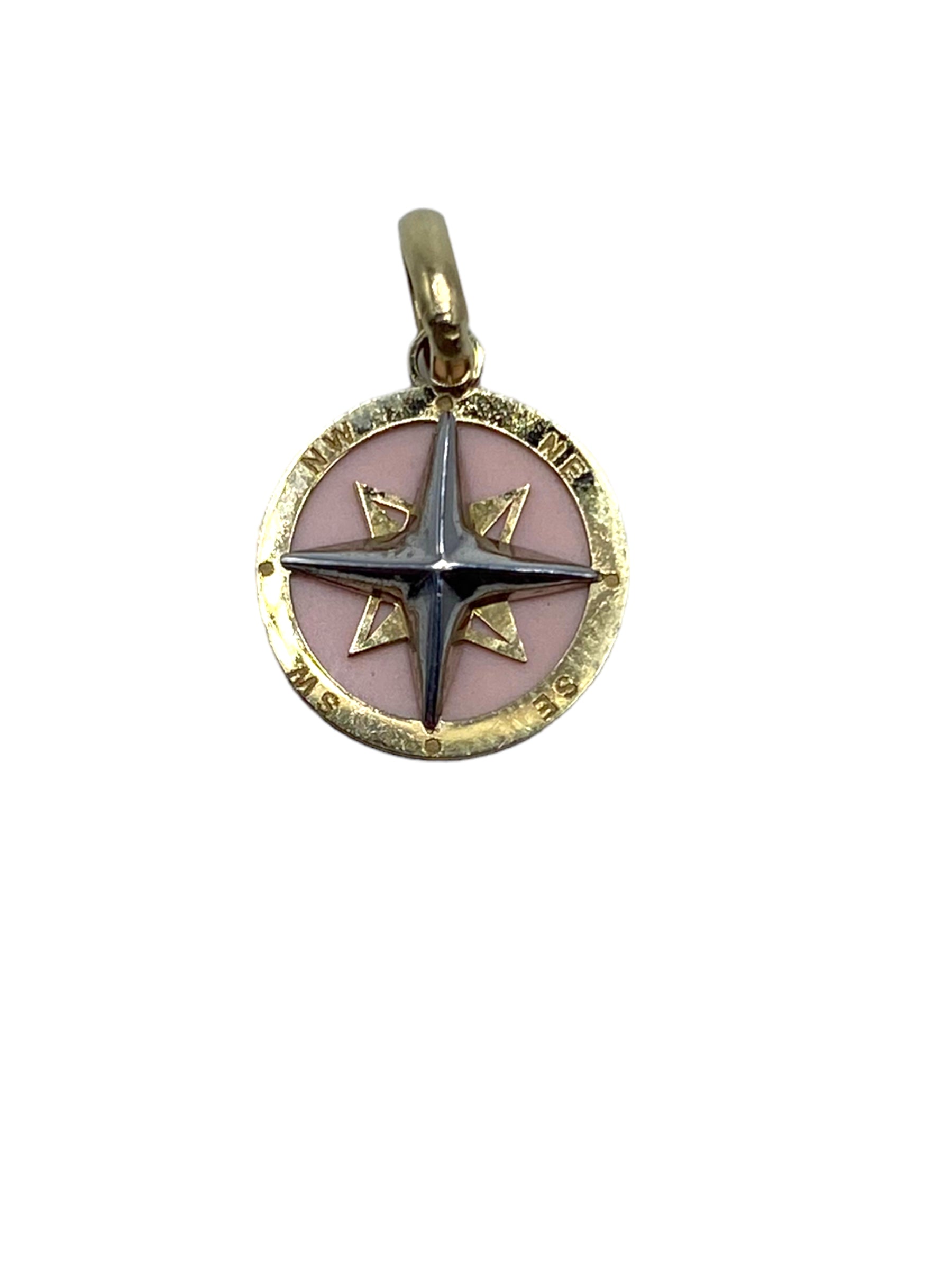 14k Pink Enamel Compass Charm