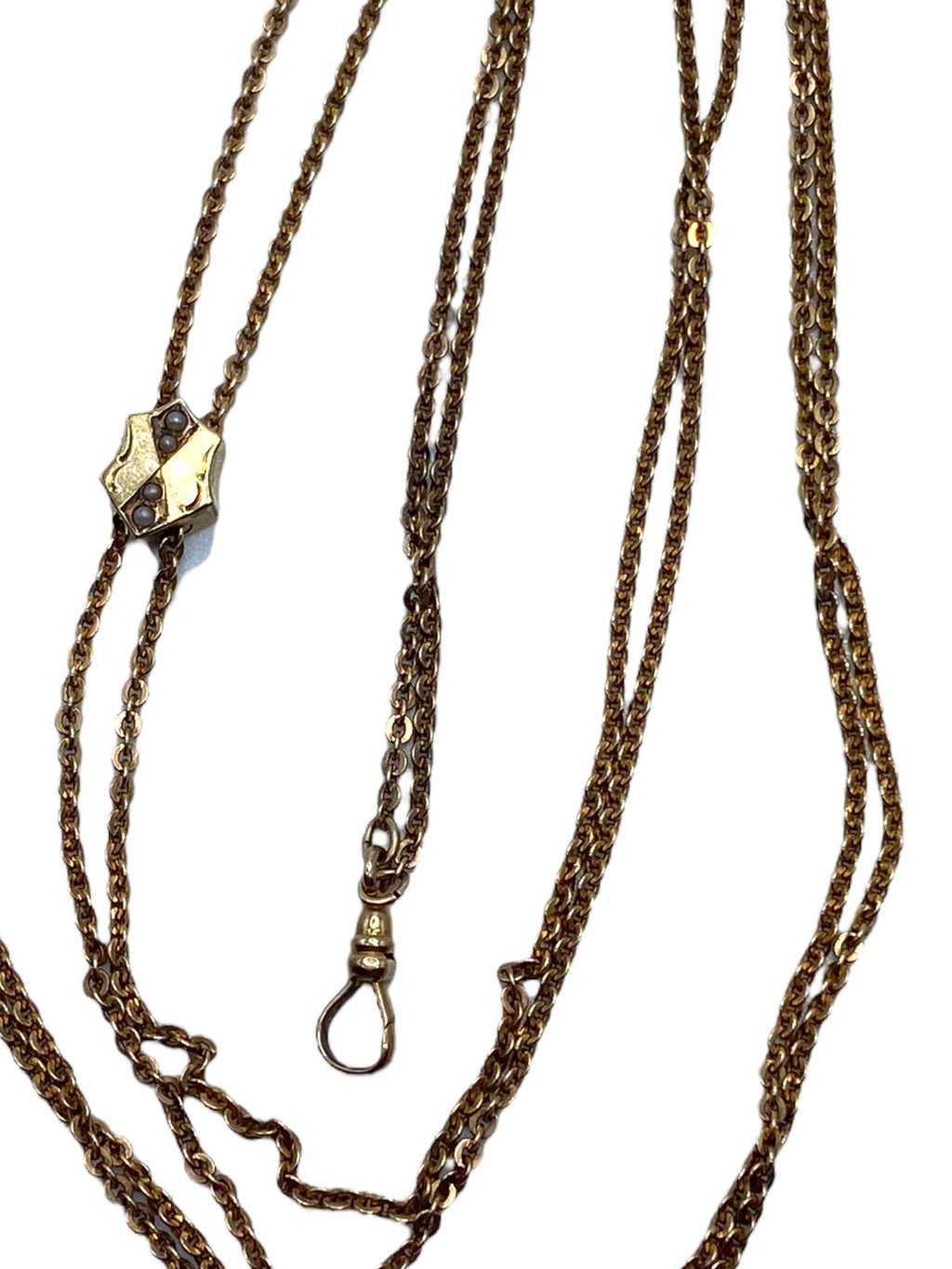 10k Victorian Pearl Slide Long Guard Chain