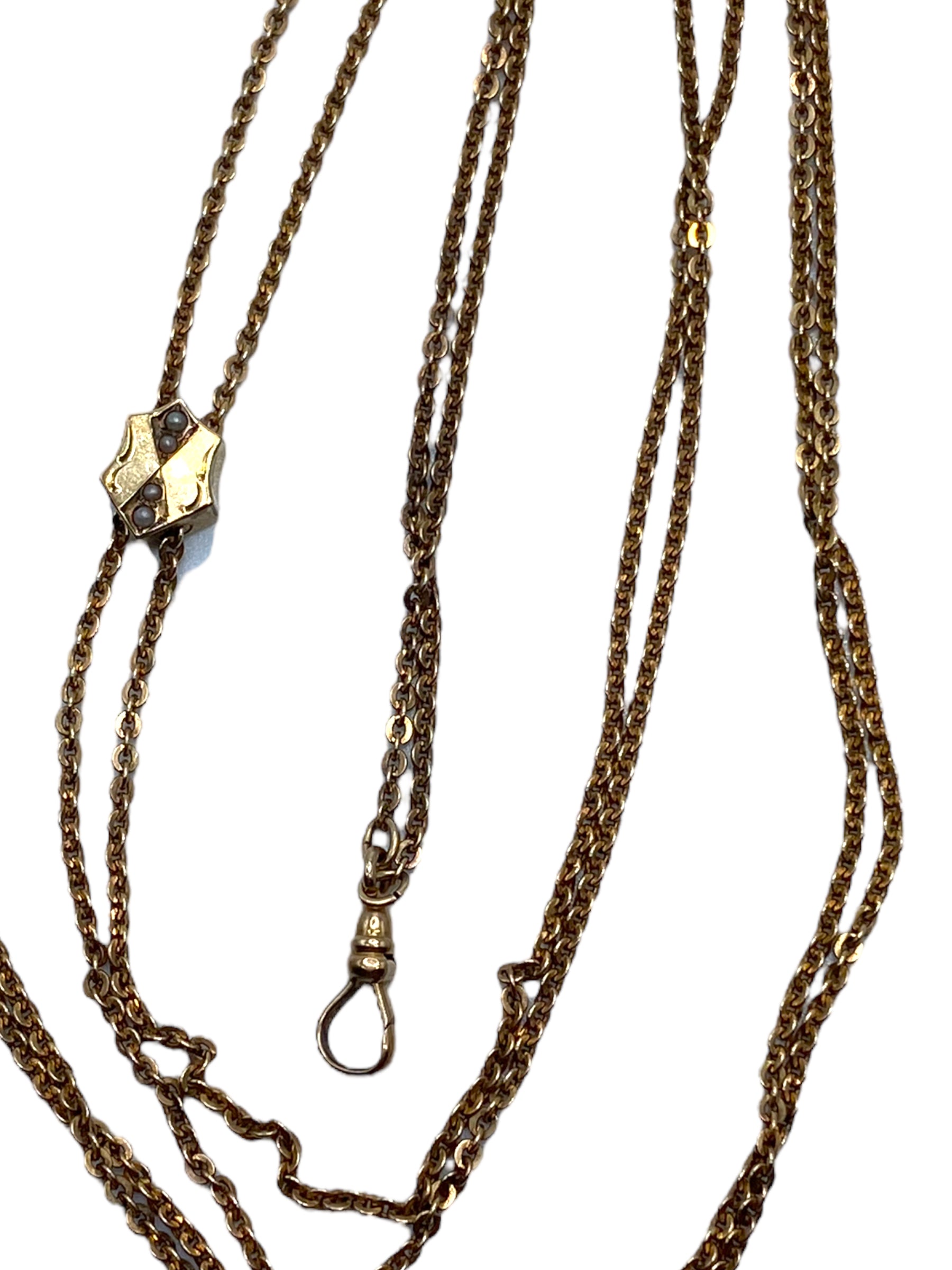 10k Victorian Pearl Slide Long Guard Chain