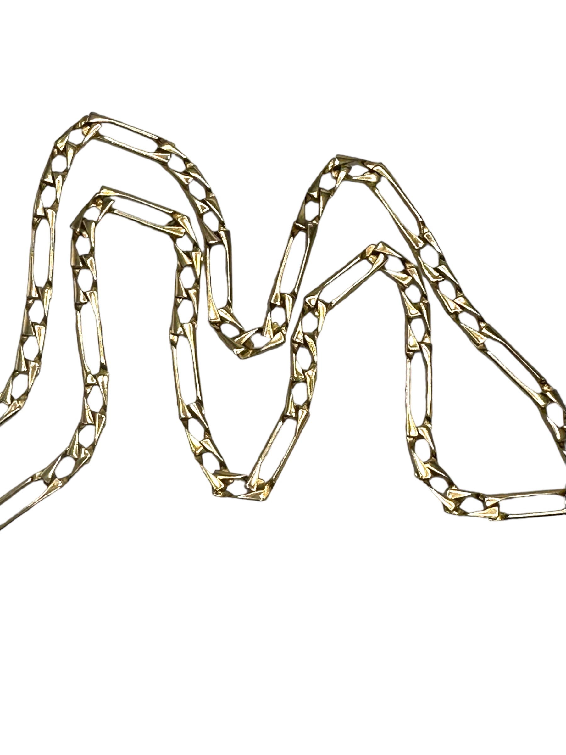 14k Squared Figaro Chain Necklace