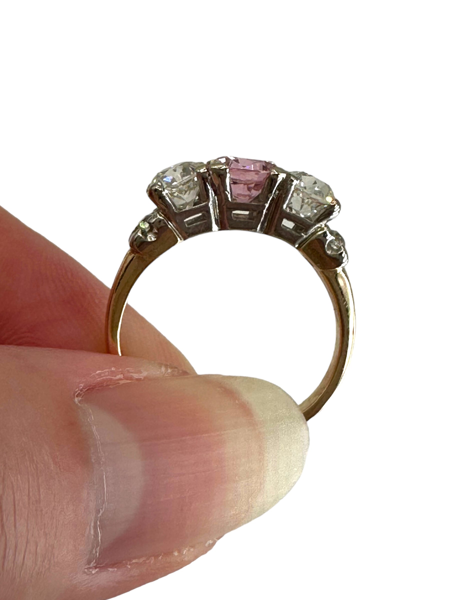 14k Diamond Pink Zircon Ring