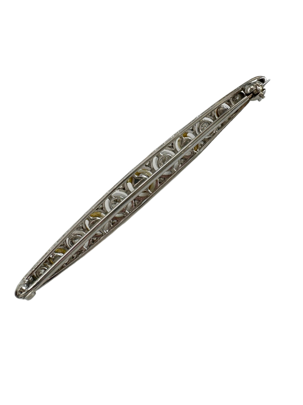 Platinum Diamond Pearl Bar Pin