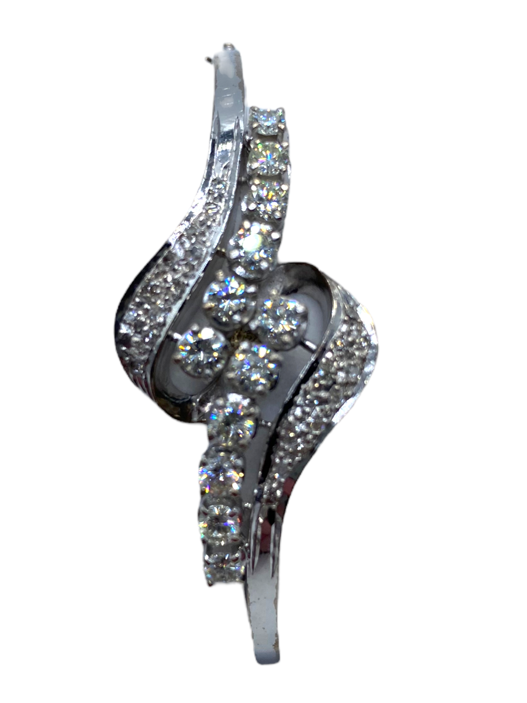 Silver Palladium Diamond Bangle Bracelet