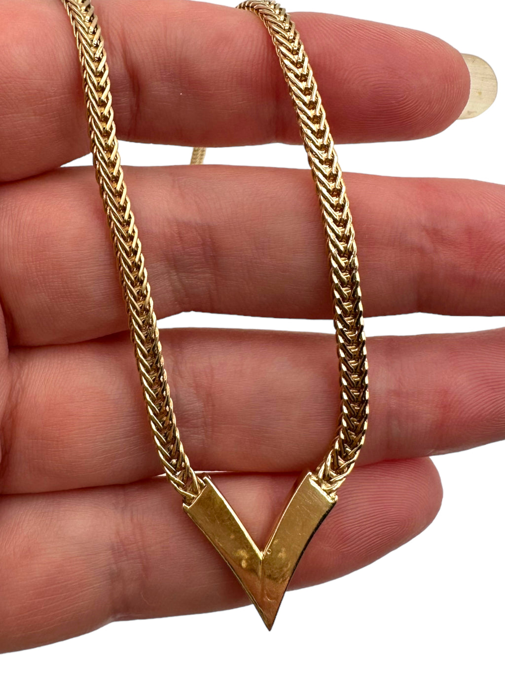 14k Diamond “V” Necklace