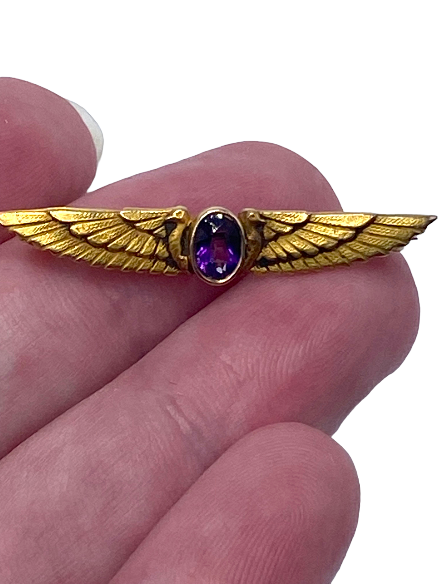 10k Amethyst Egyptian Revival Pin