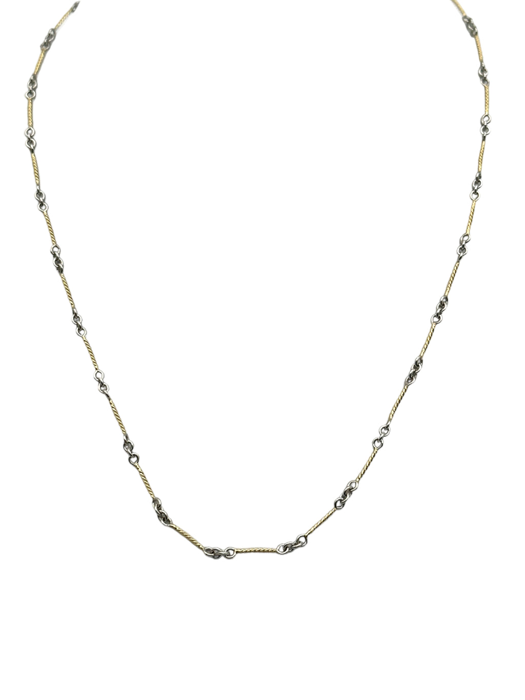14k Two Tone Dog Bone Link Necklace