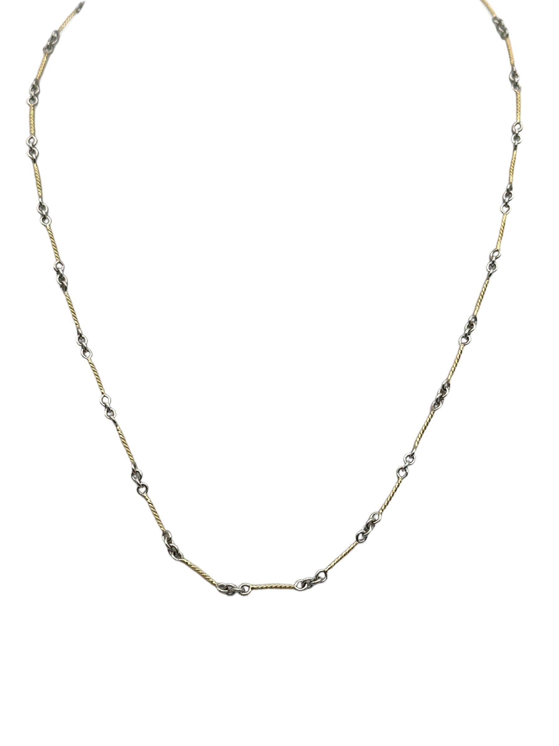 14k Two Tone Dog Bone Link Necklace