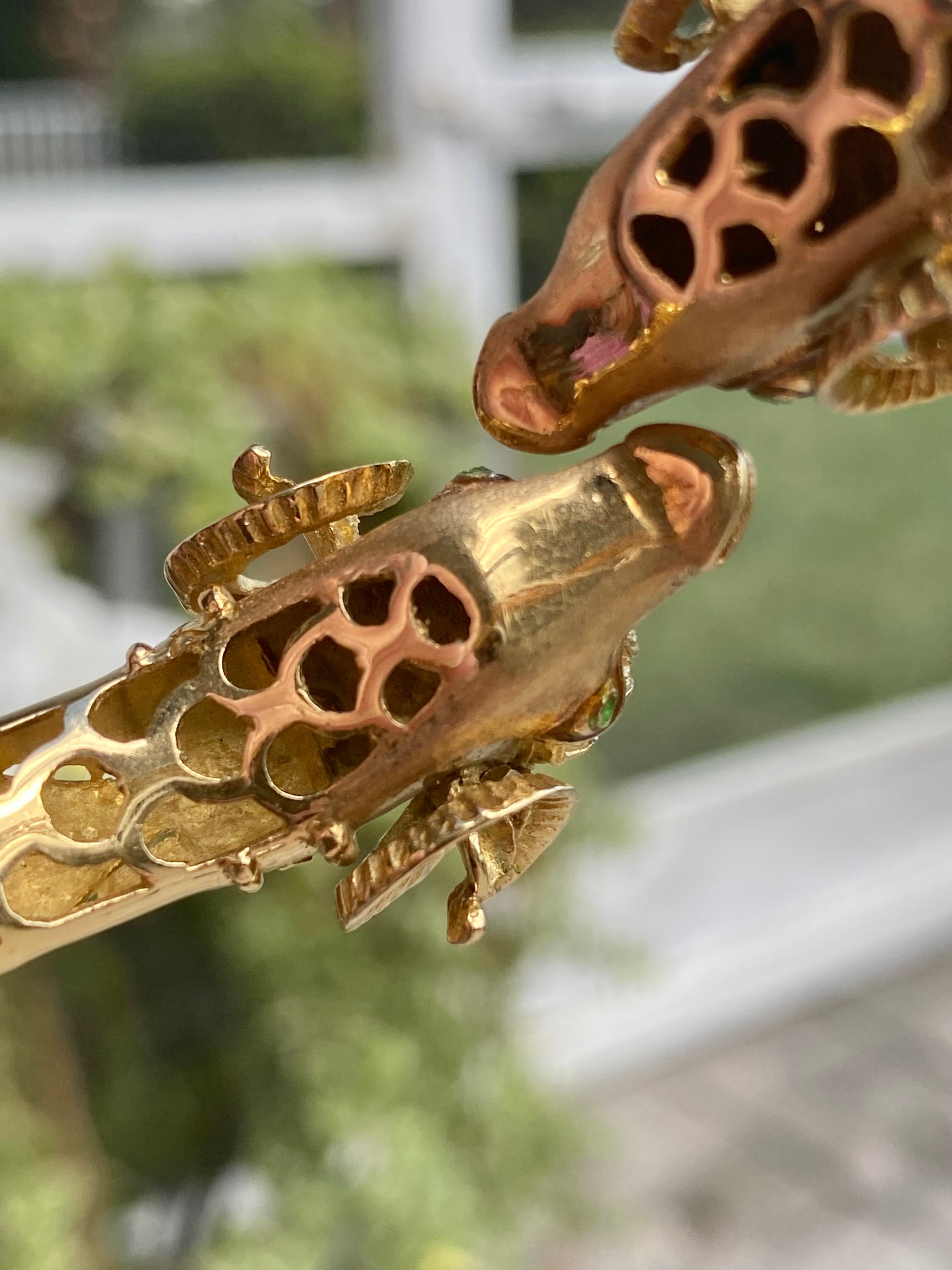 18k Rams Head Enamel Bangle Bracelet