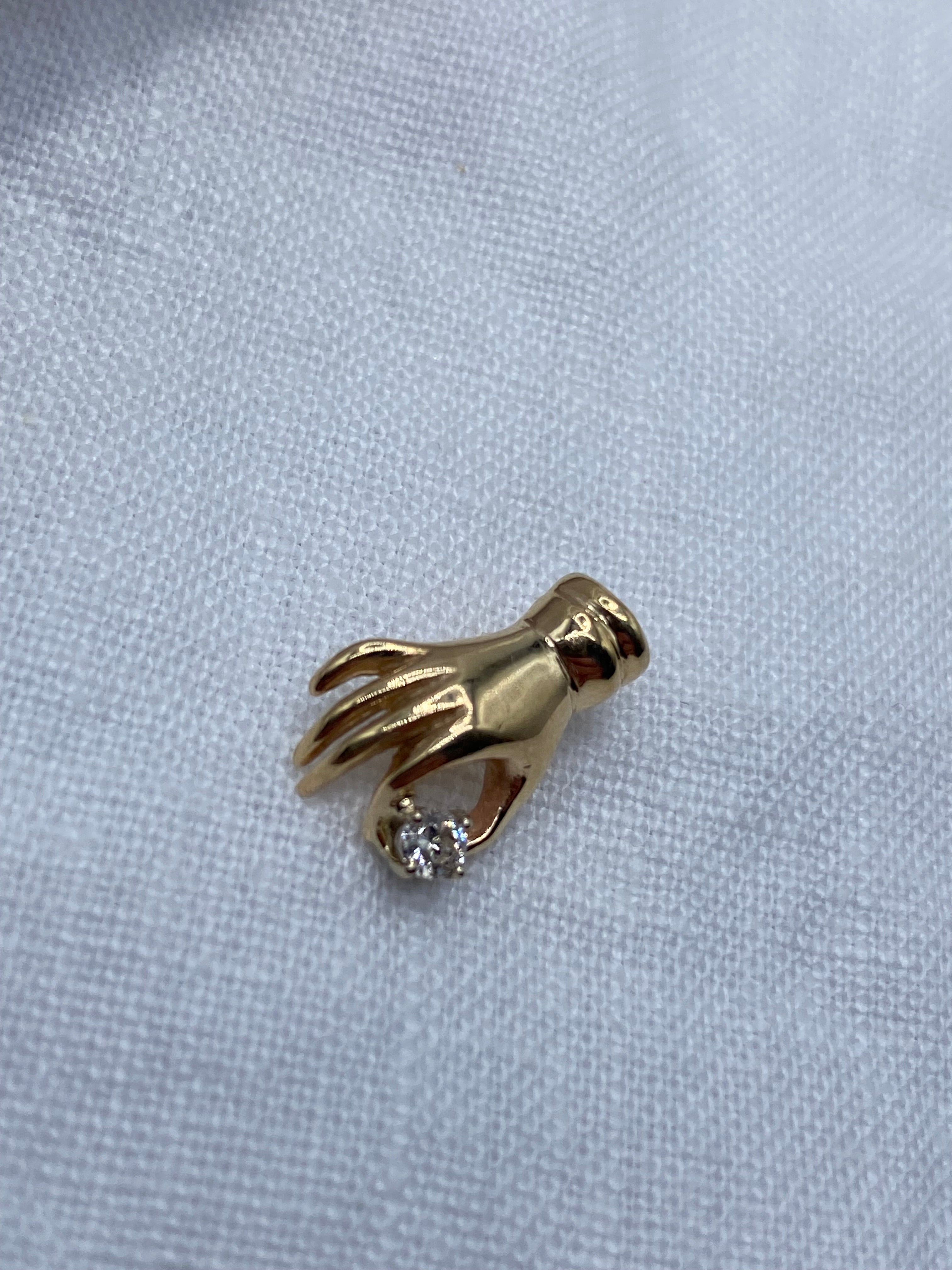 14k Diamond Hand Pendant