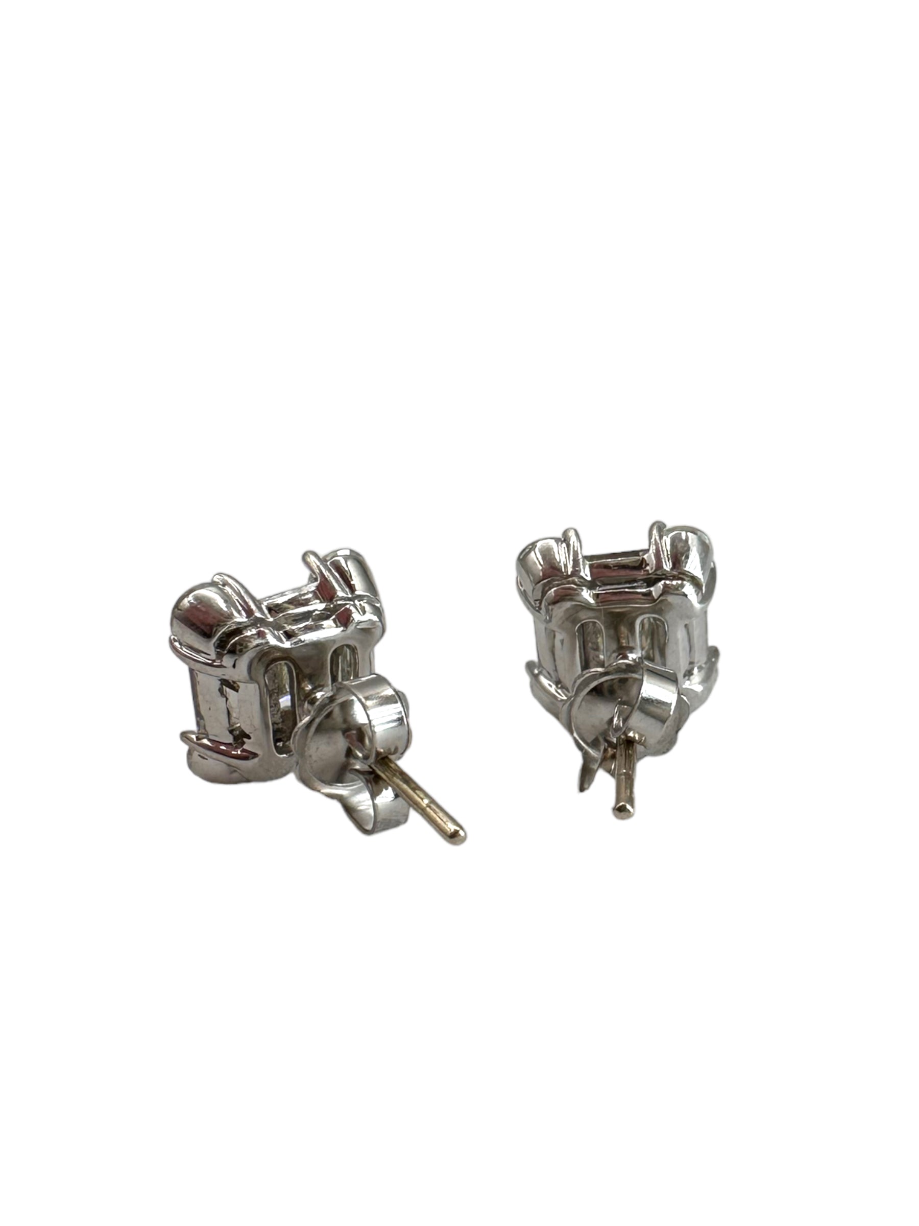 14k Rectangular Cluster Diamond Earrings