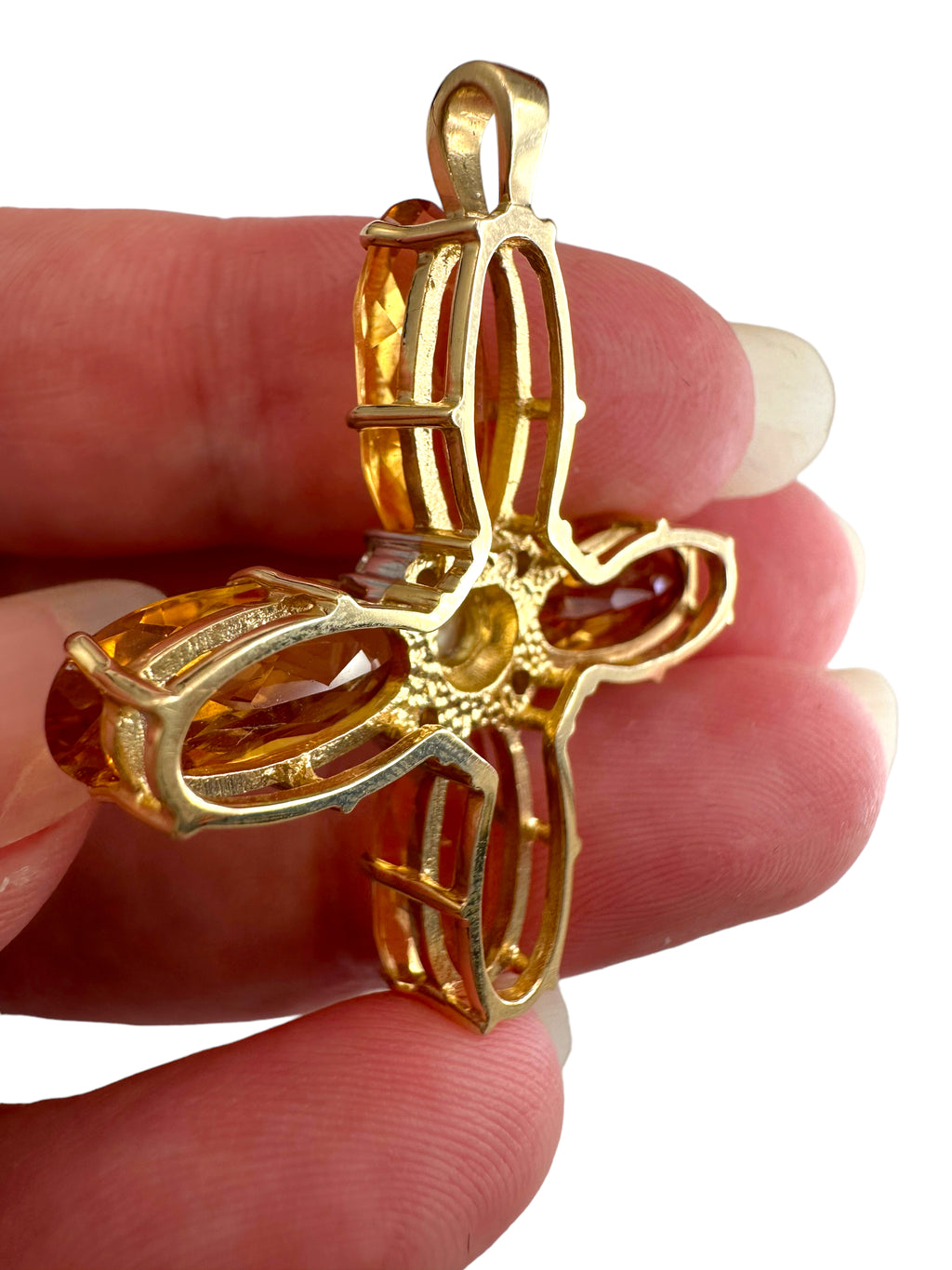 14k Citrine Pearl Diamond Pendant