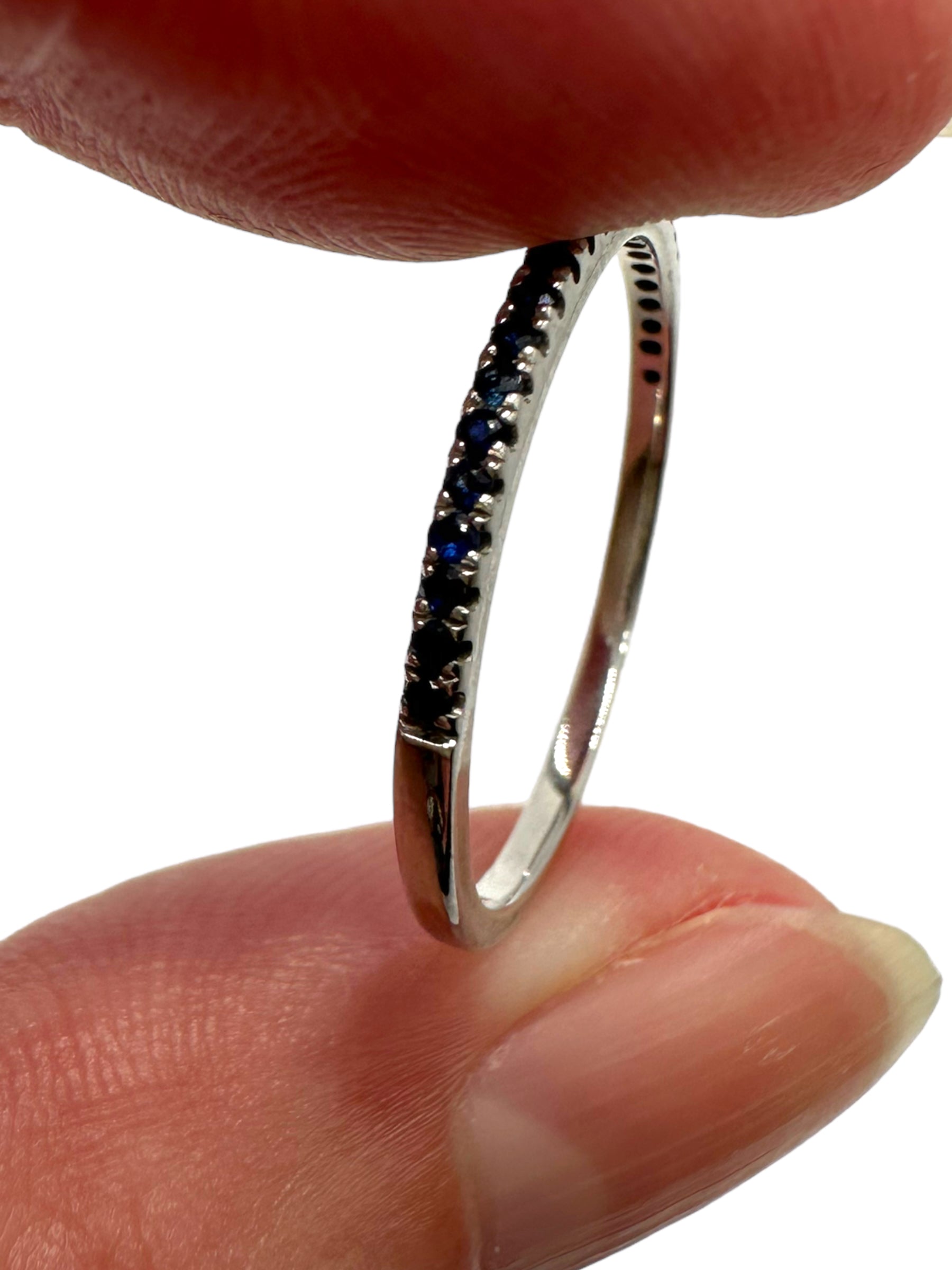 14k White Gold Sapphire Stacker Band Ring