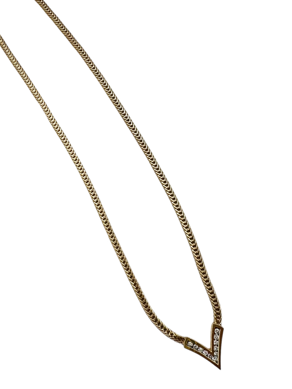 14k Diamond “V” Necklace