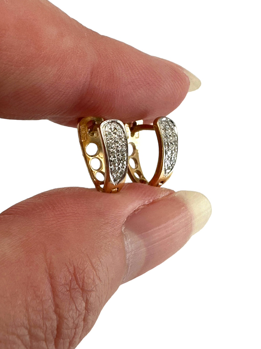 14k Diamond Huggie Earrings