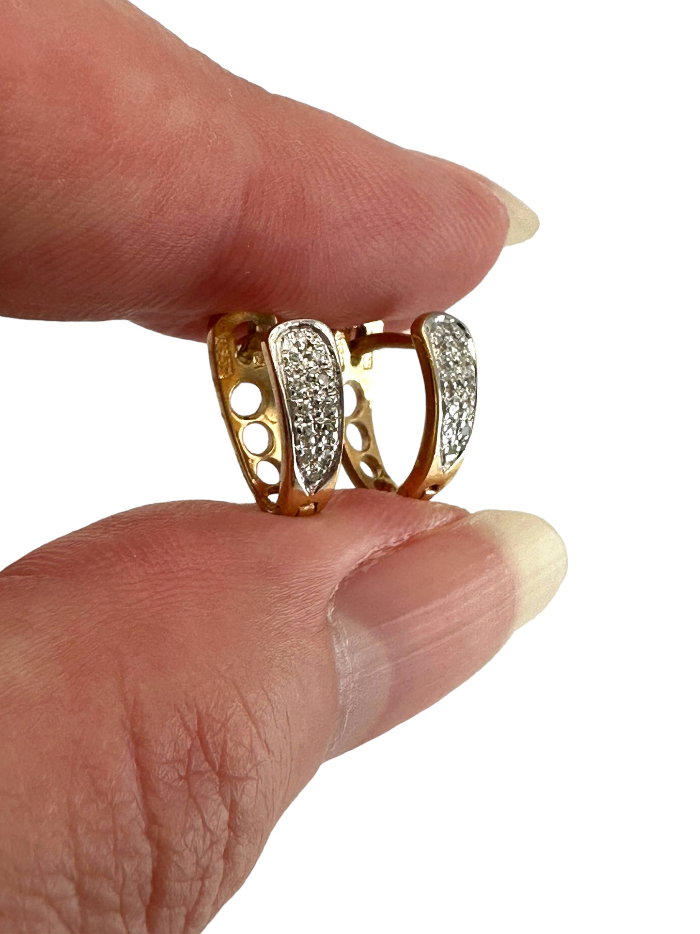 14k Diamond Huggie Earrings