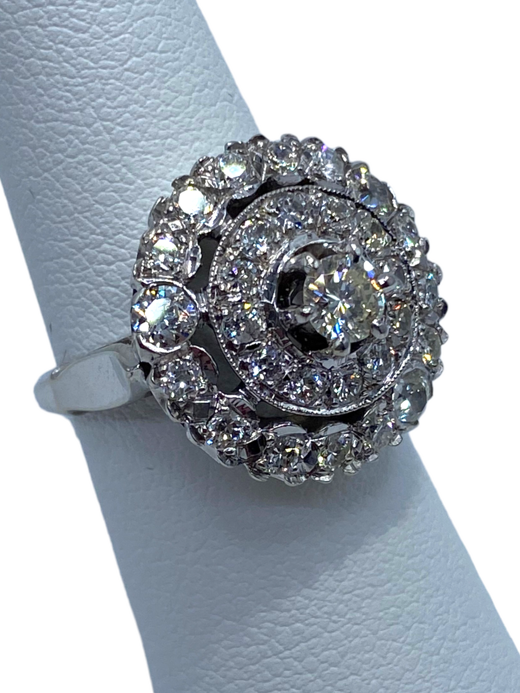 14k Diamond Bullseye Ring