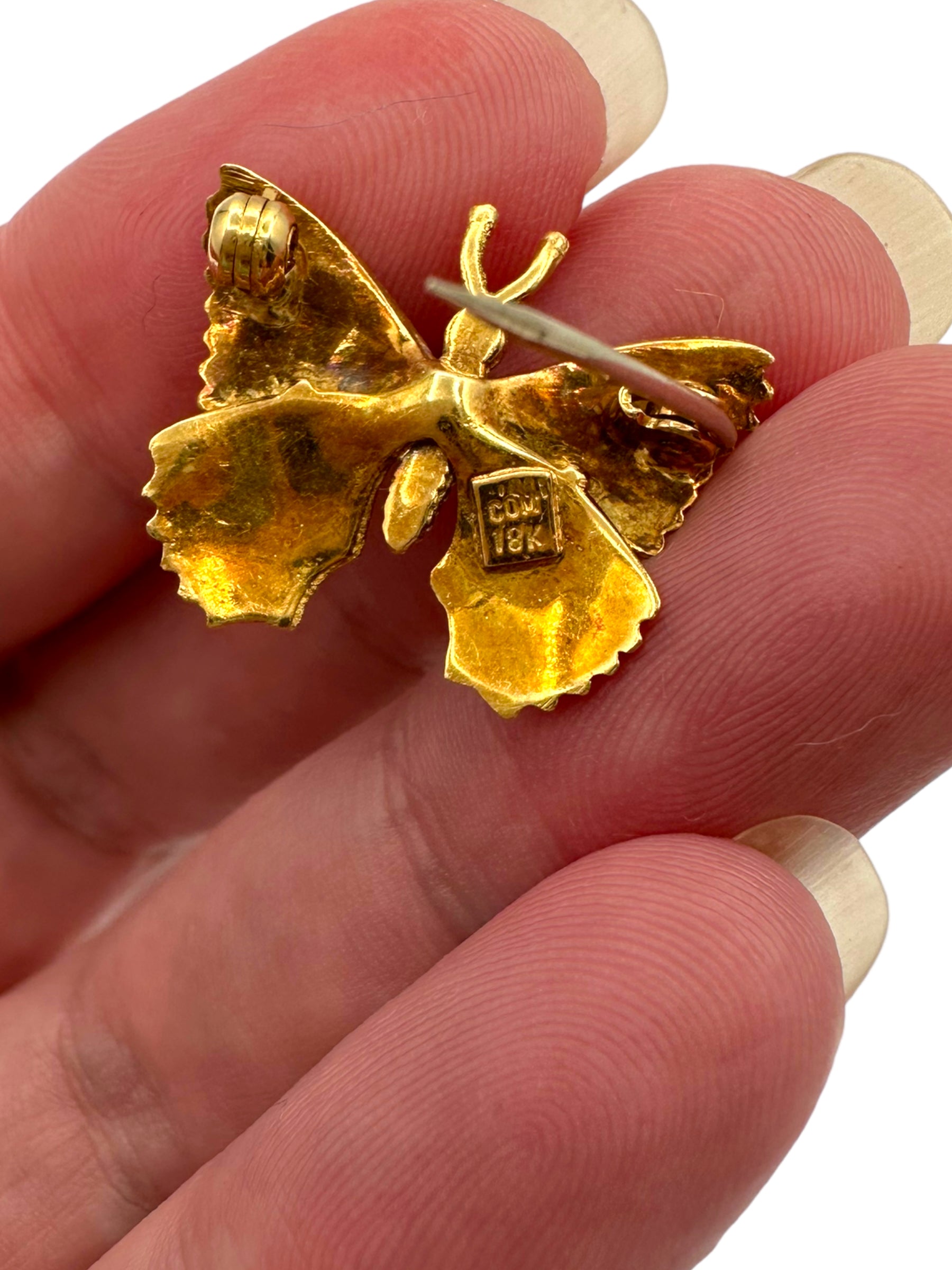 18k Enamel Butterfly Pin