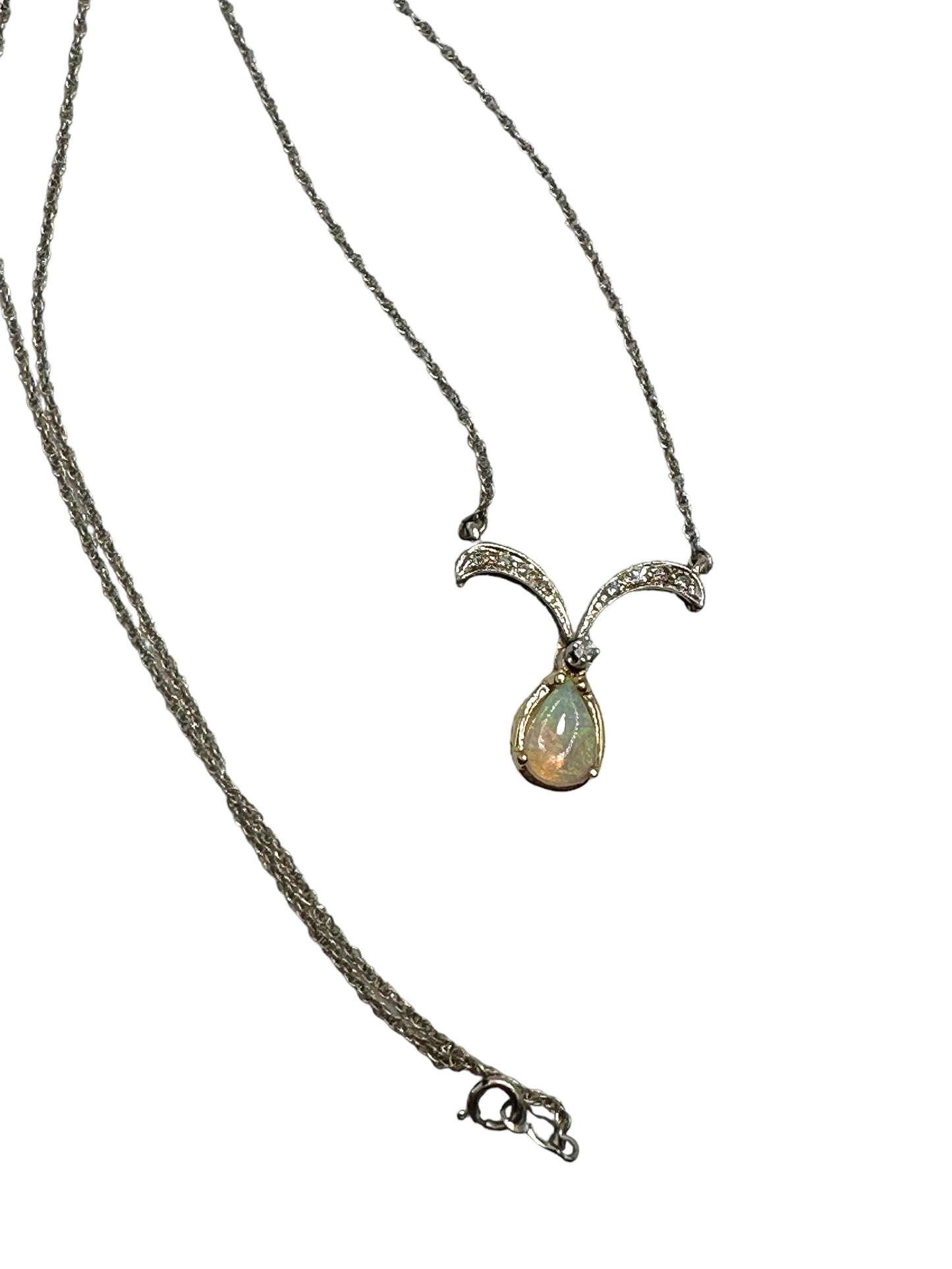 14k Opal Diamond Convertible Pendant Necklace