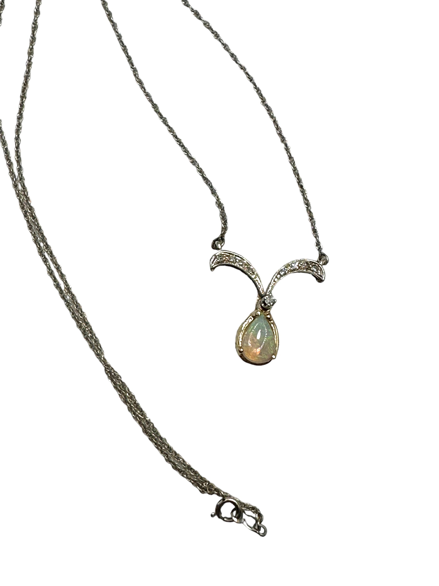 14k Opal Diamond Convertible Pendant Necklace