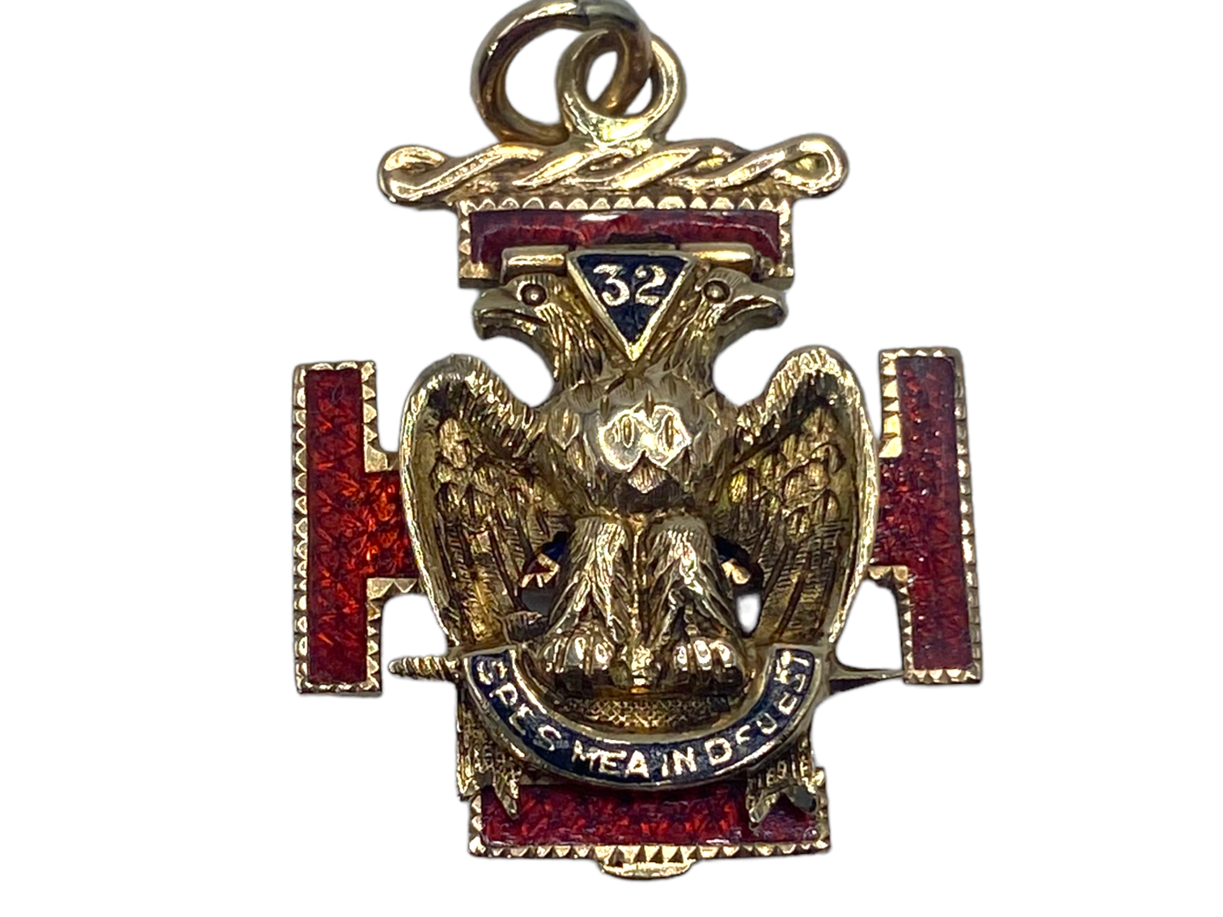 14k Masonic Enamel Eagle Charm