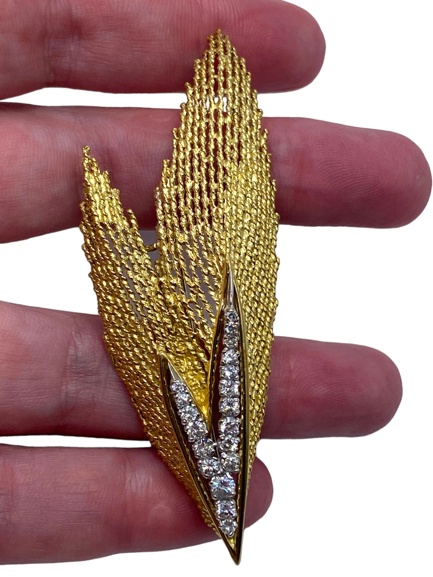 18k Platinum Diamond Hammerman Bros Brooch