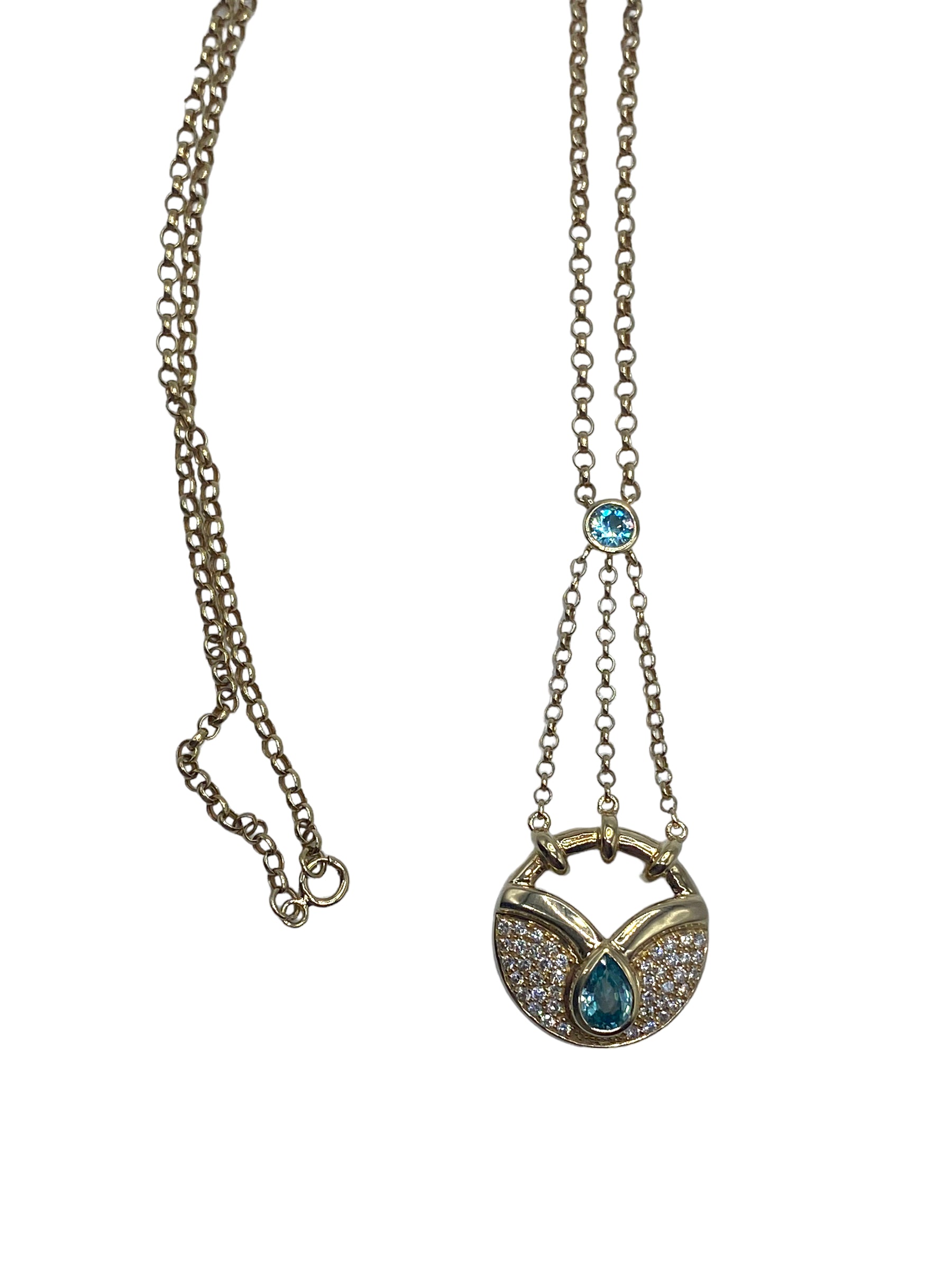 14k Zircon Diamond Lavalier Necklace
