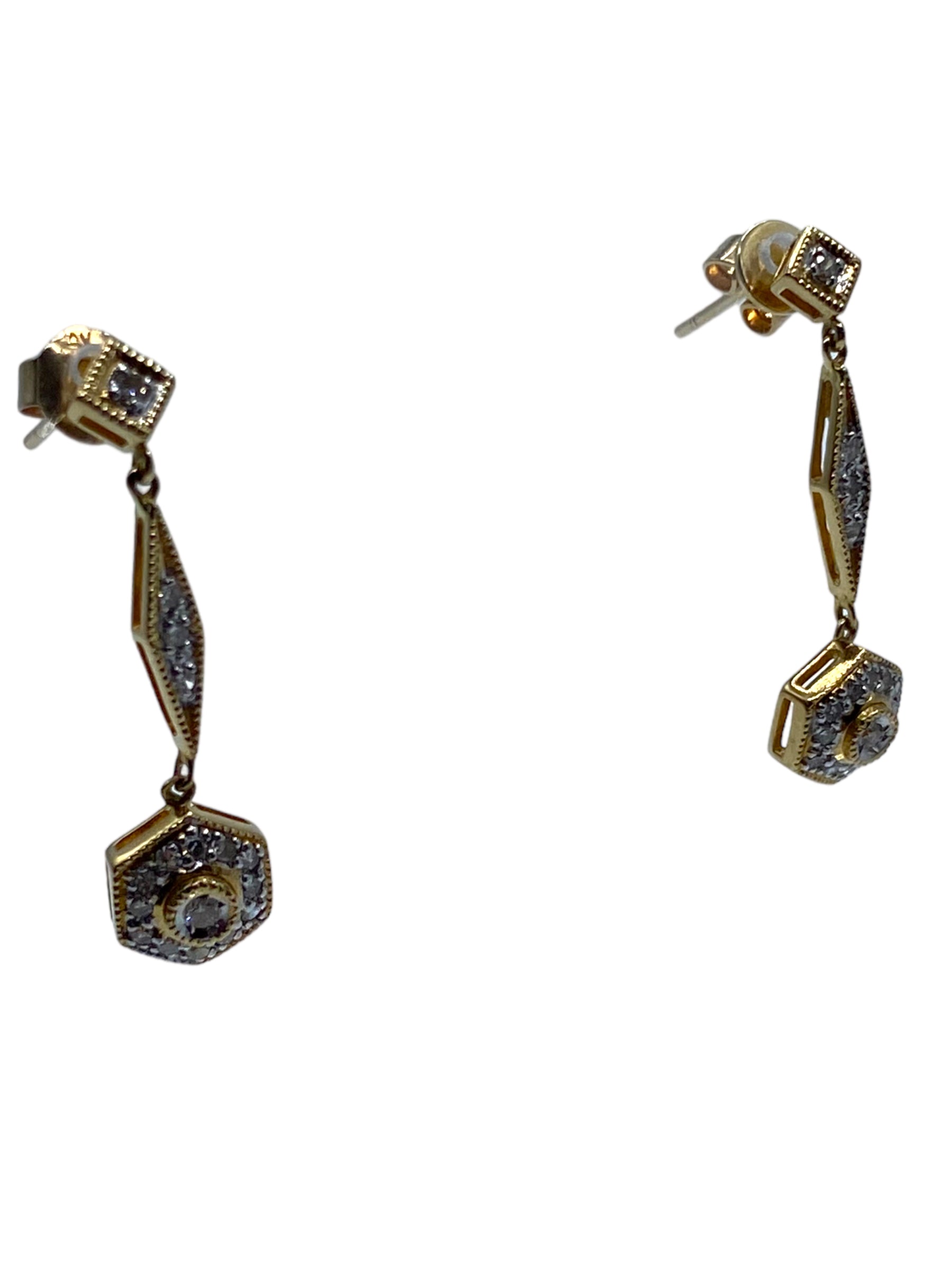 14k Diamond Drop Earrings