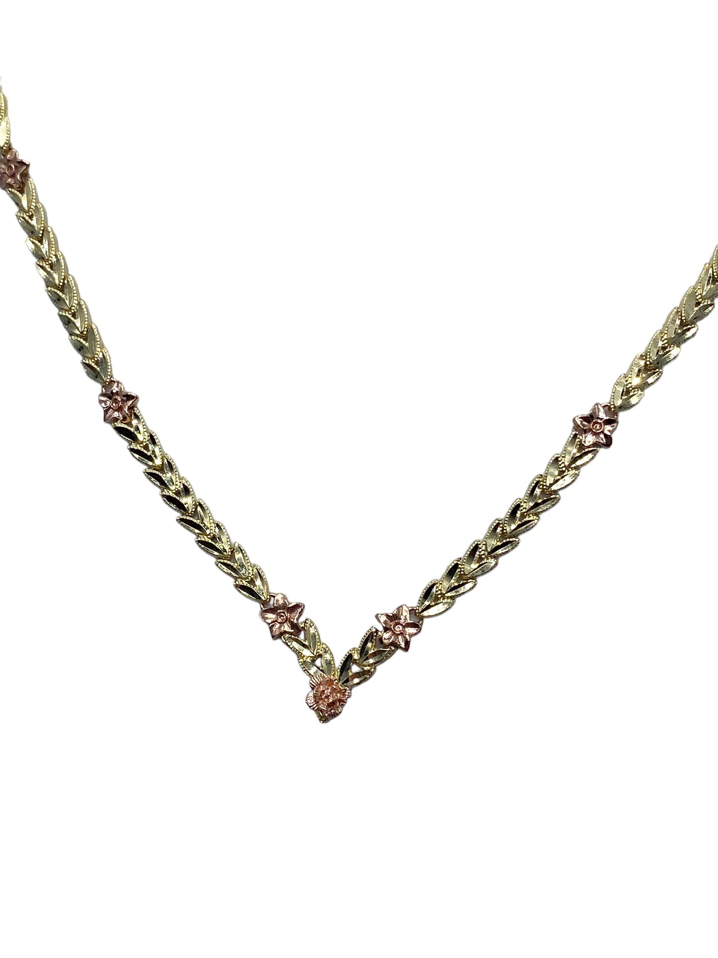 14k Two-Tone Flower Necklace
