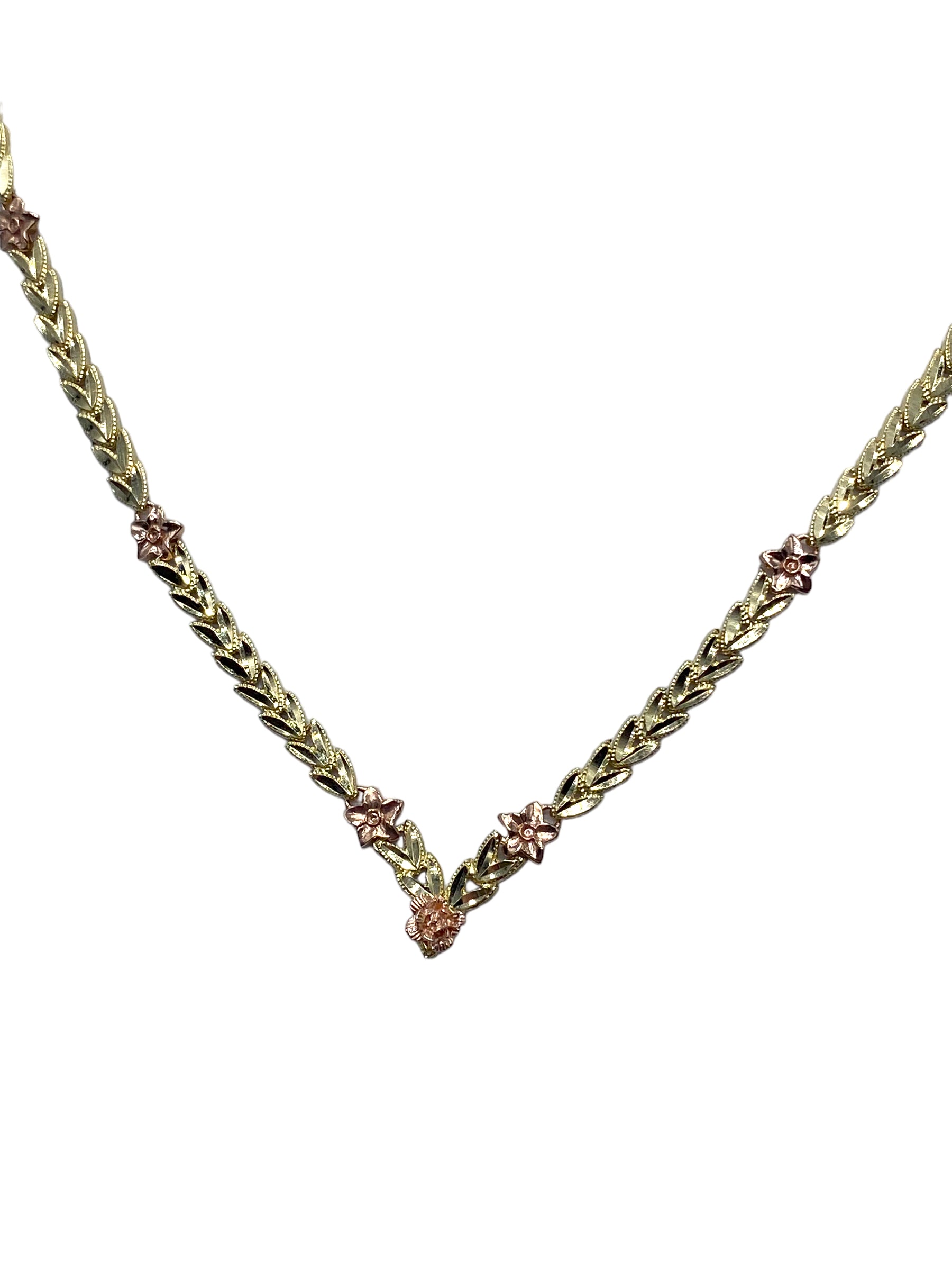 14k Two-Tone Flower Necklace