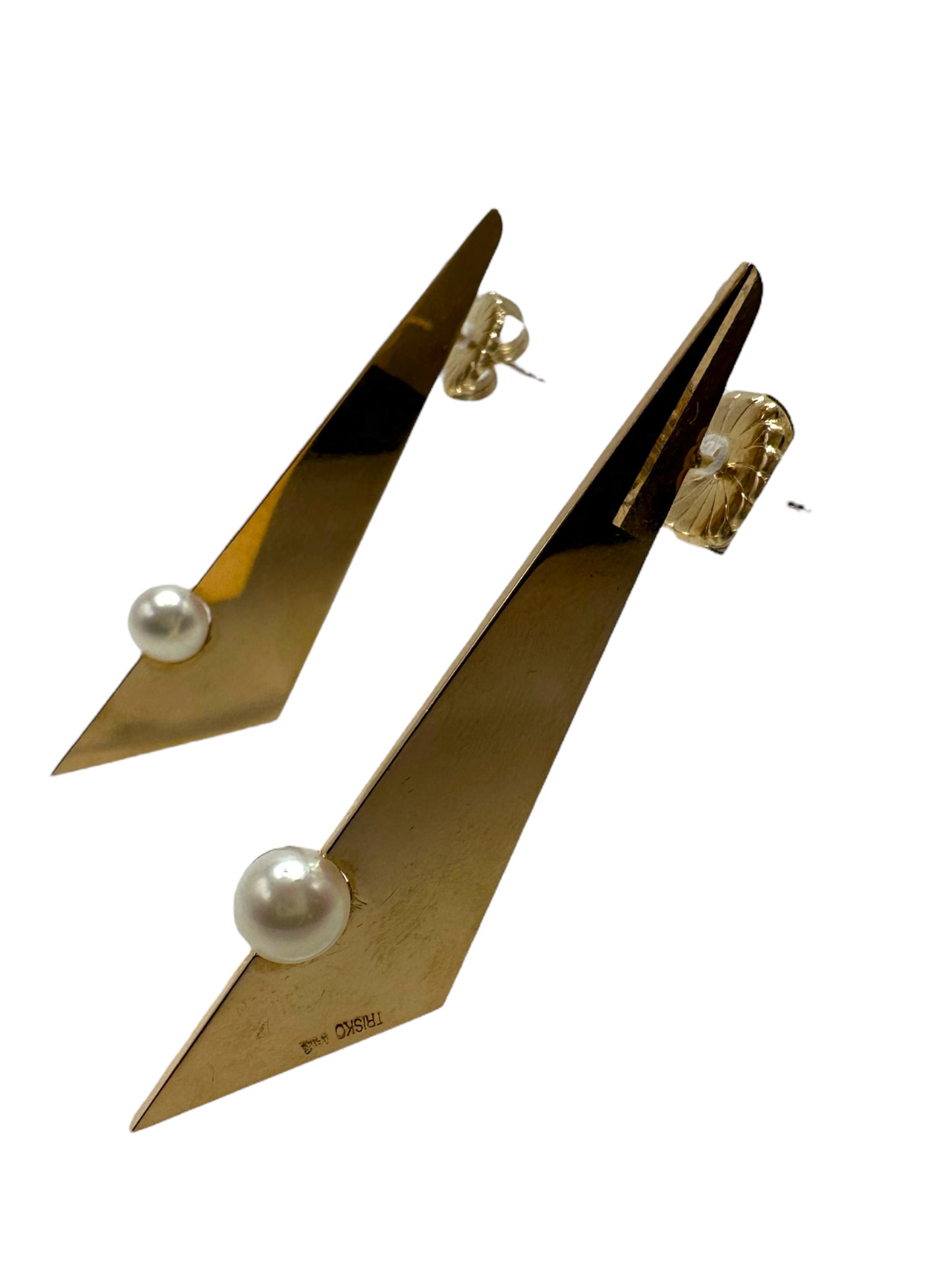 14k Robert Trisko Pearl Earrings