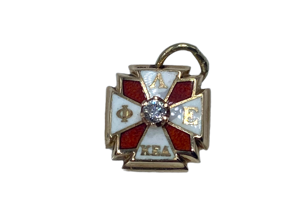 14k Diamond Greek Enamel Pendant