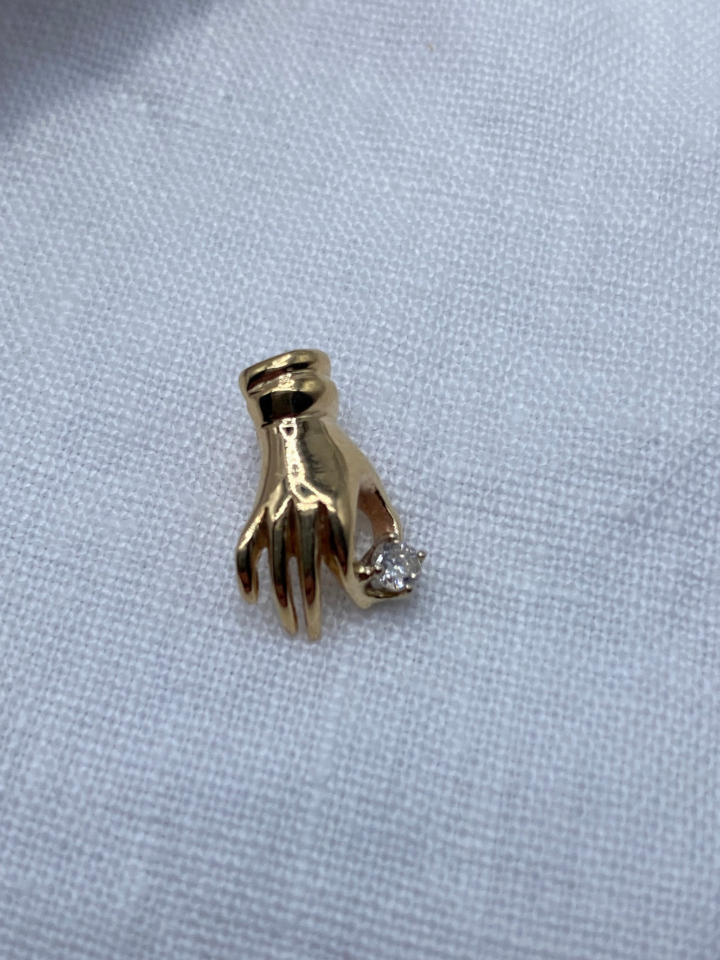 14k Diamond Hand Pendant