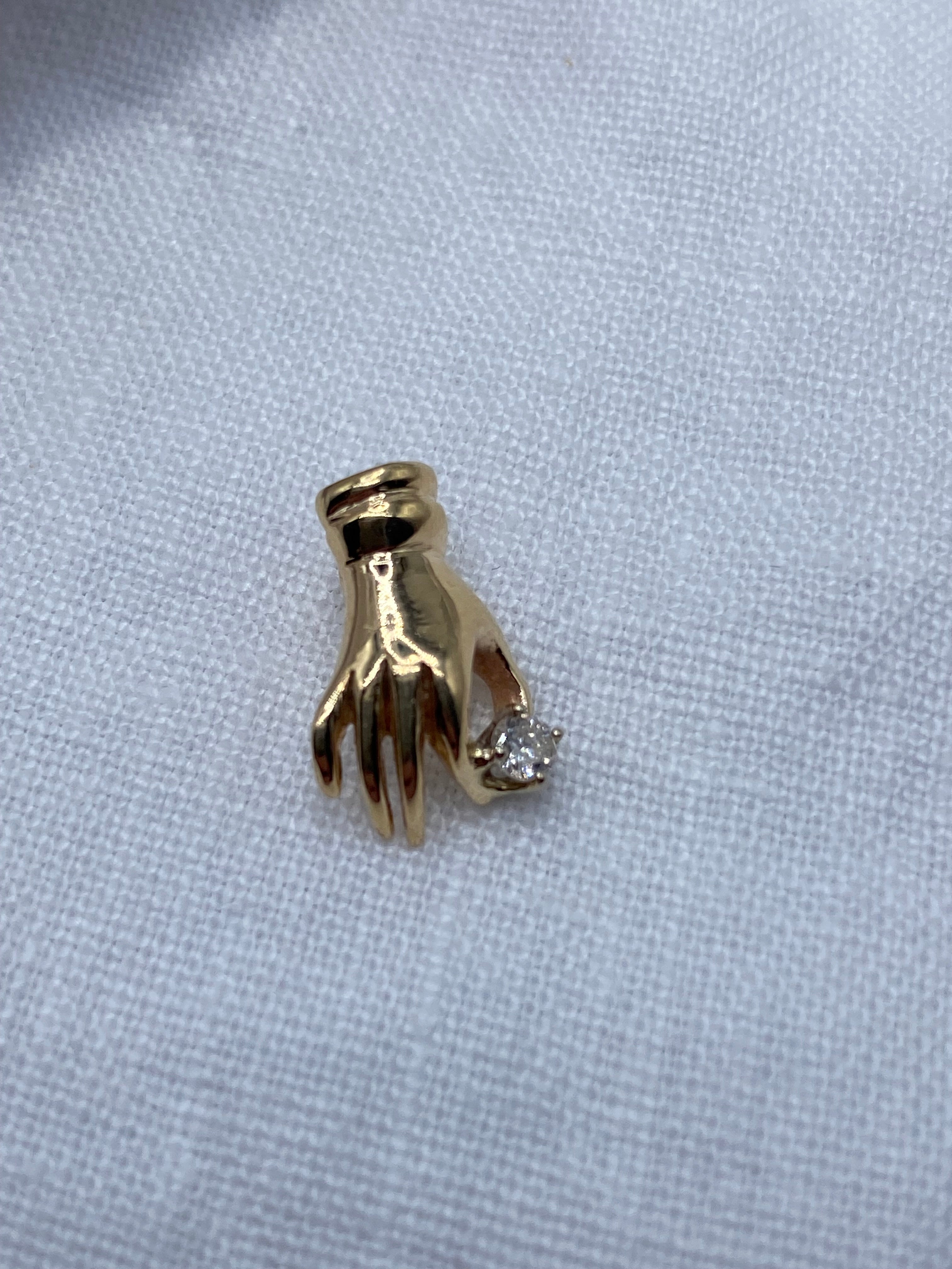 14k Diamond Hand Pendant