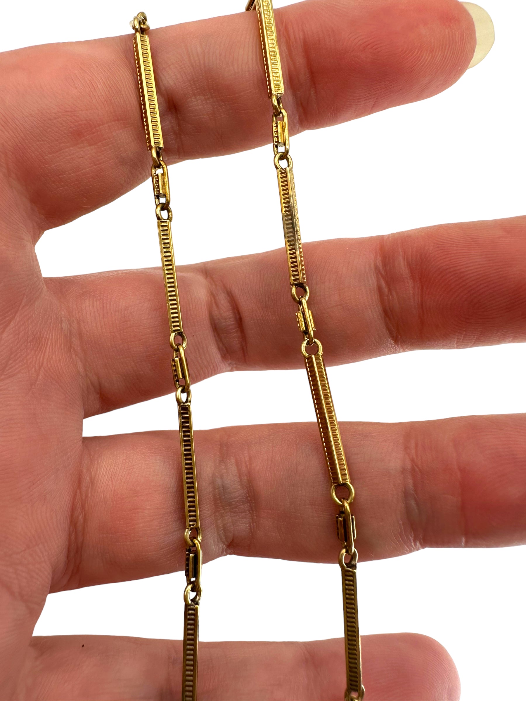 14k Bar Link Watch Chain