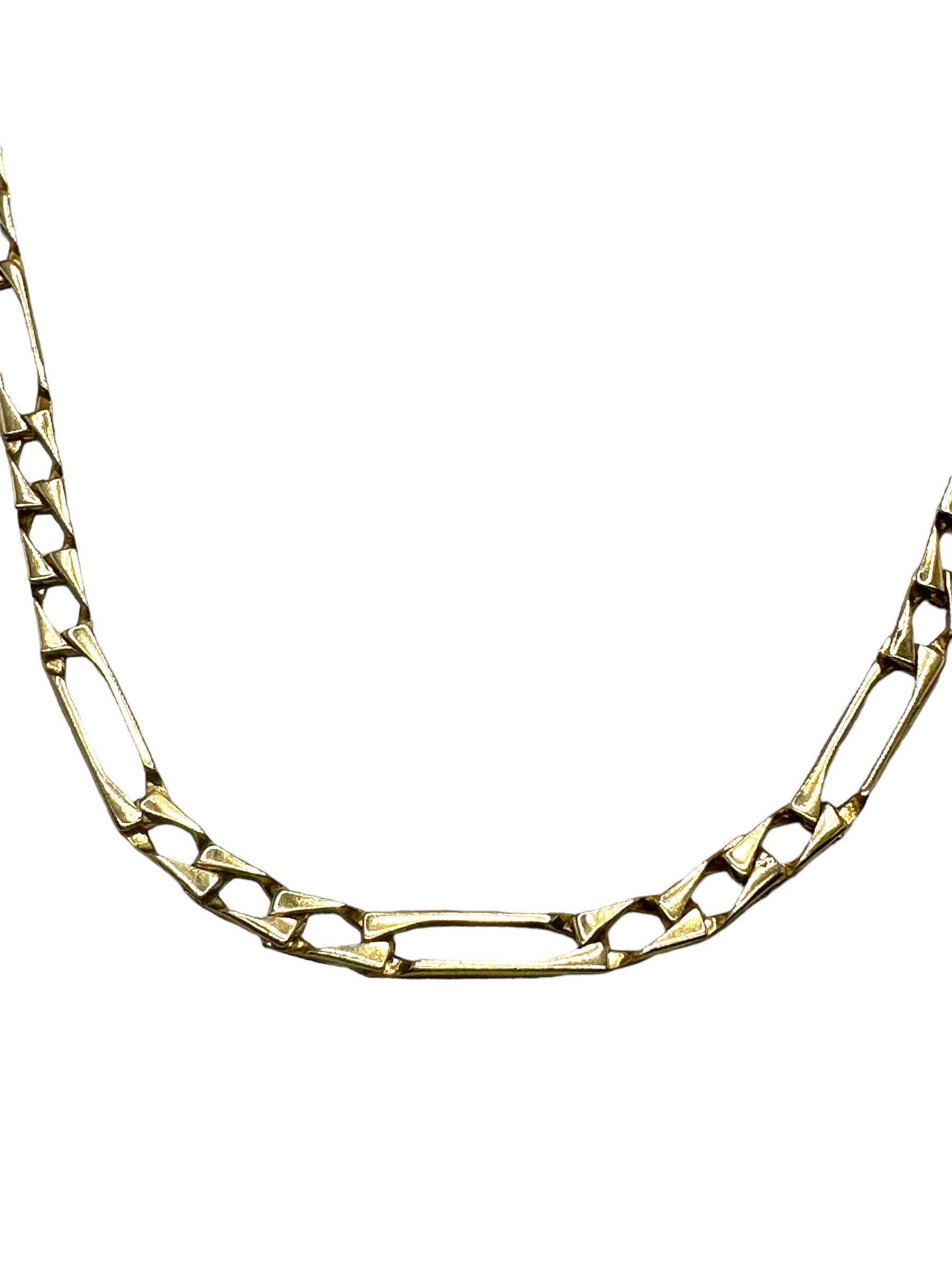 14k Squared Figaro Chain Necklace