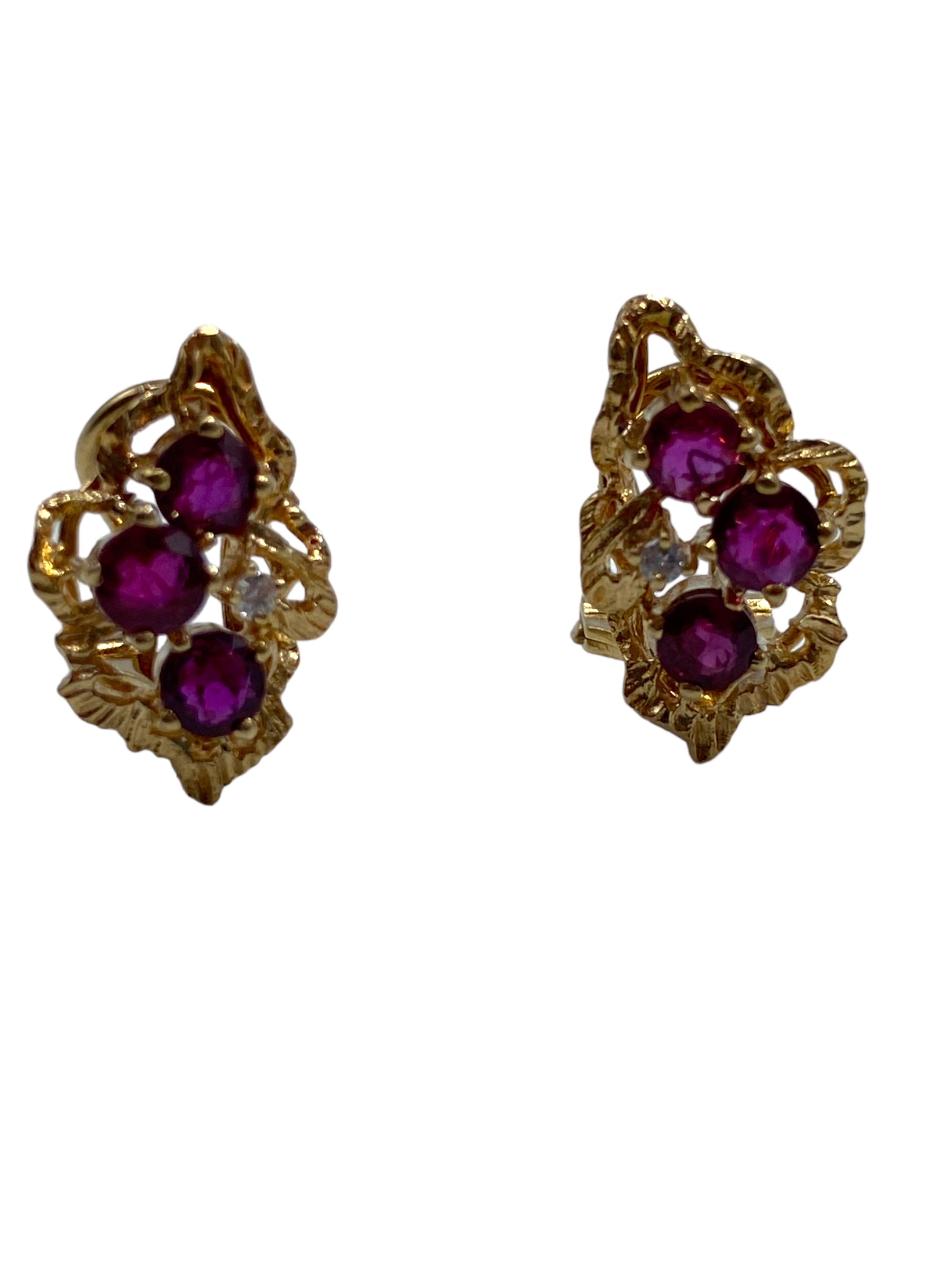 14k Ruby Diamond Earrings