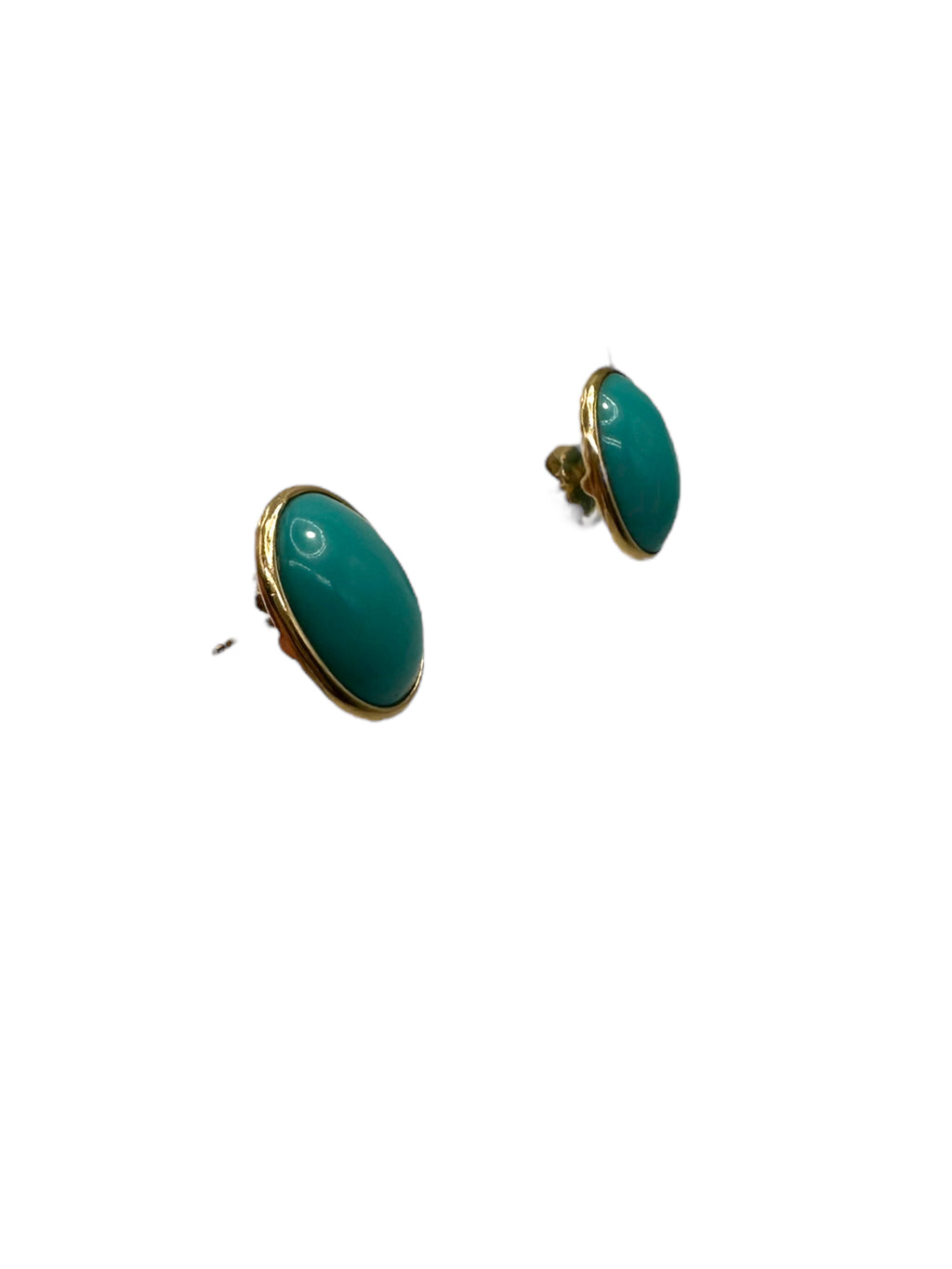 14k Turquoise Button Earrings