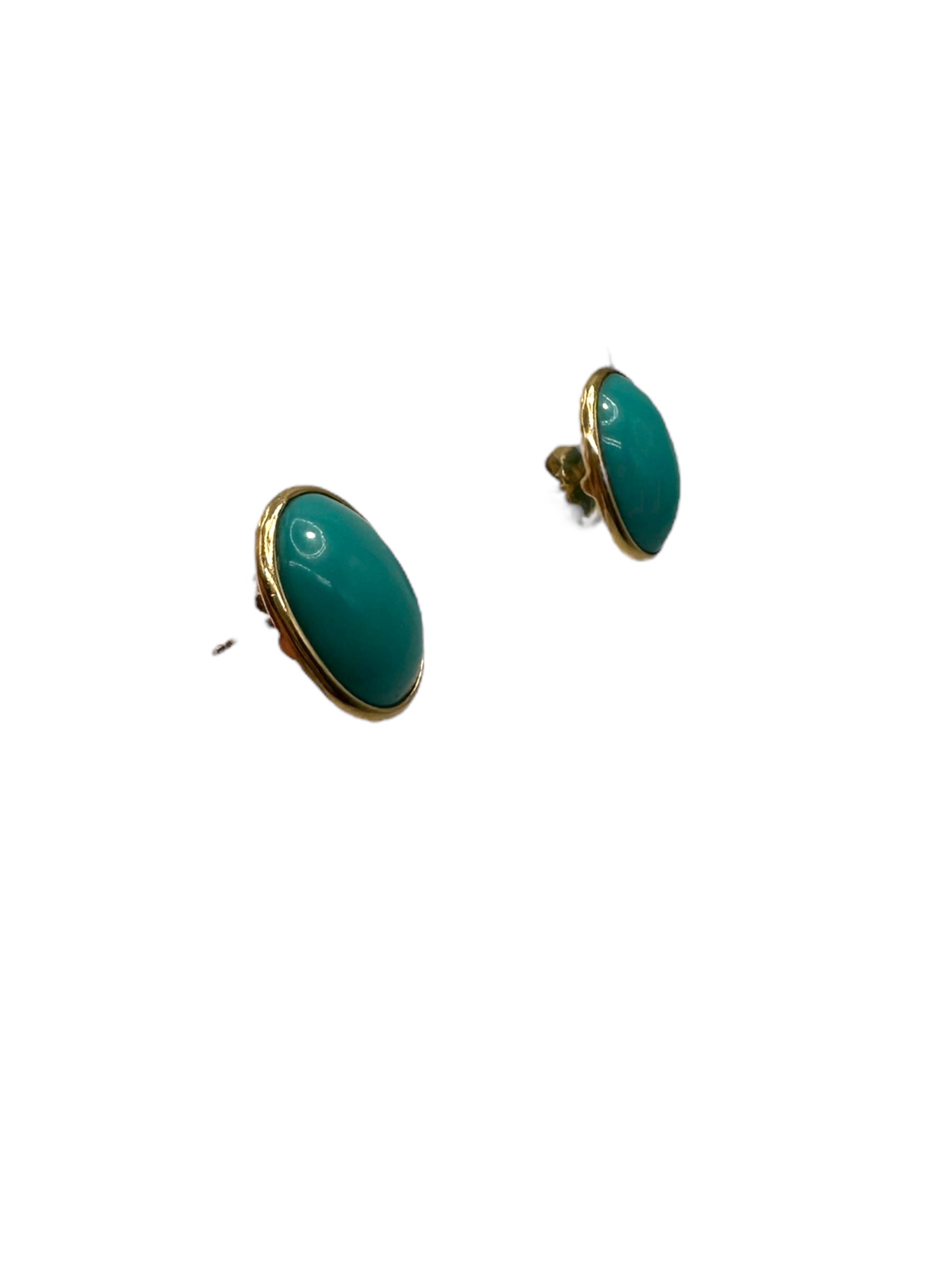 14k Turquoise Button Earrings