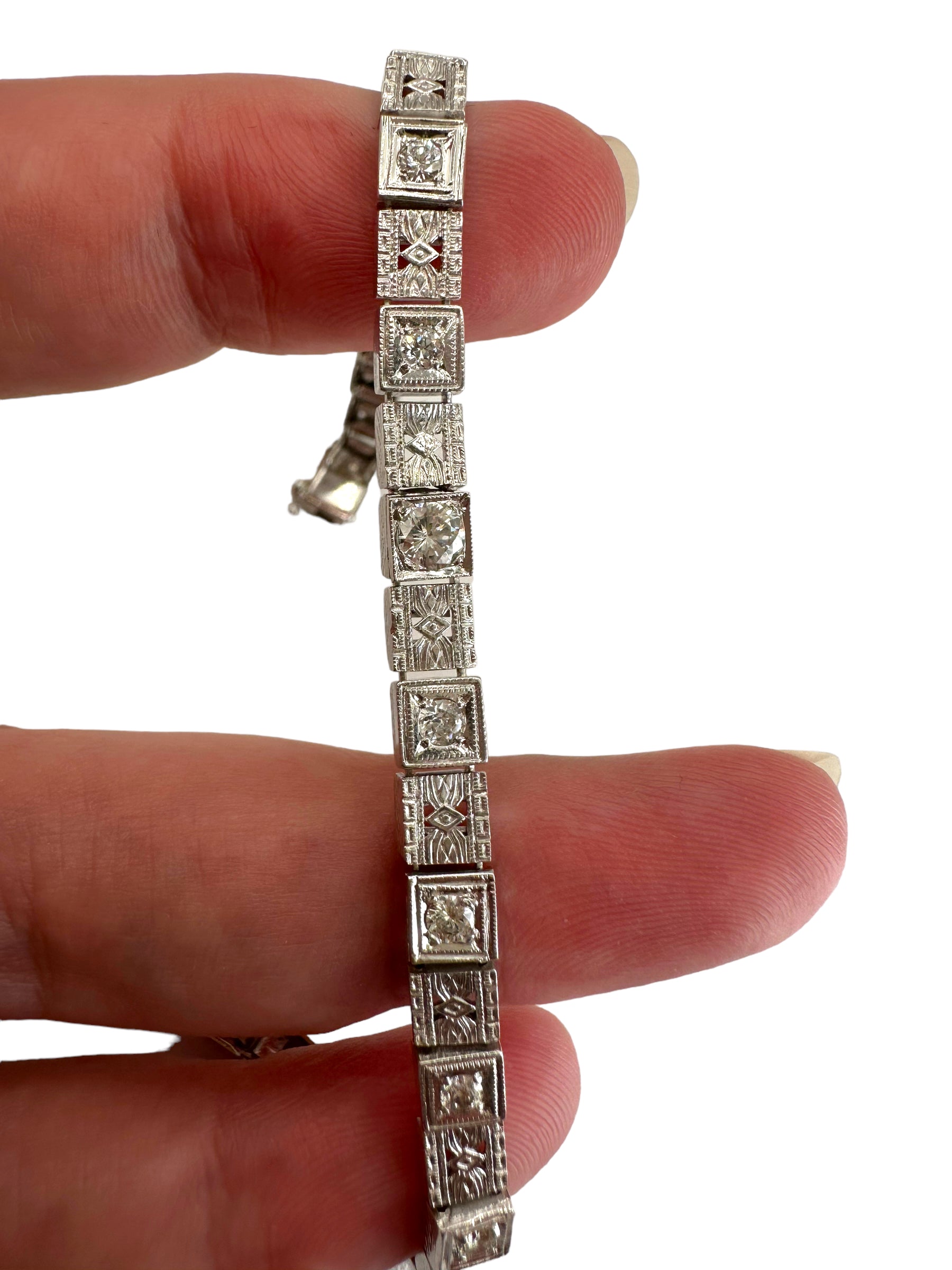 14k Deco Style Diamond Bracelet