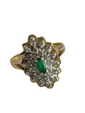 14k Diamond Emerald Cluster Ring