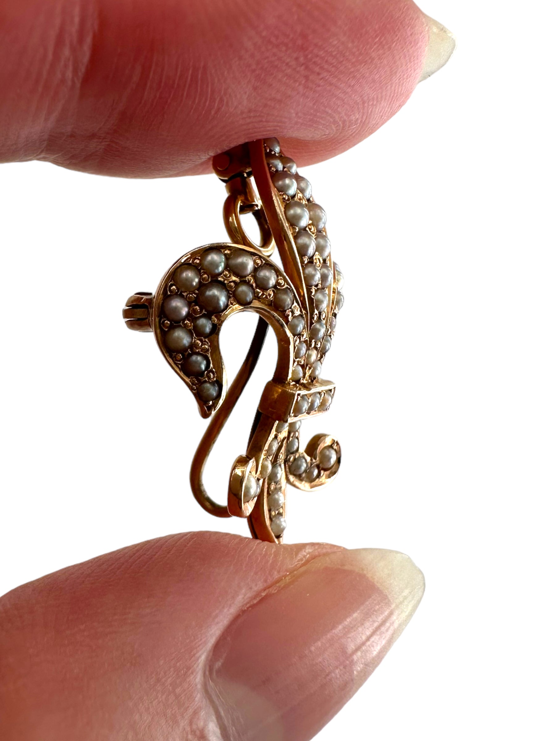 14k Victorian Pearl Fleur de Lis Pin/ Pendant