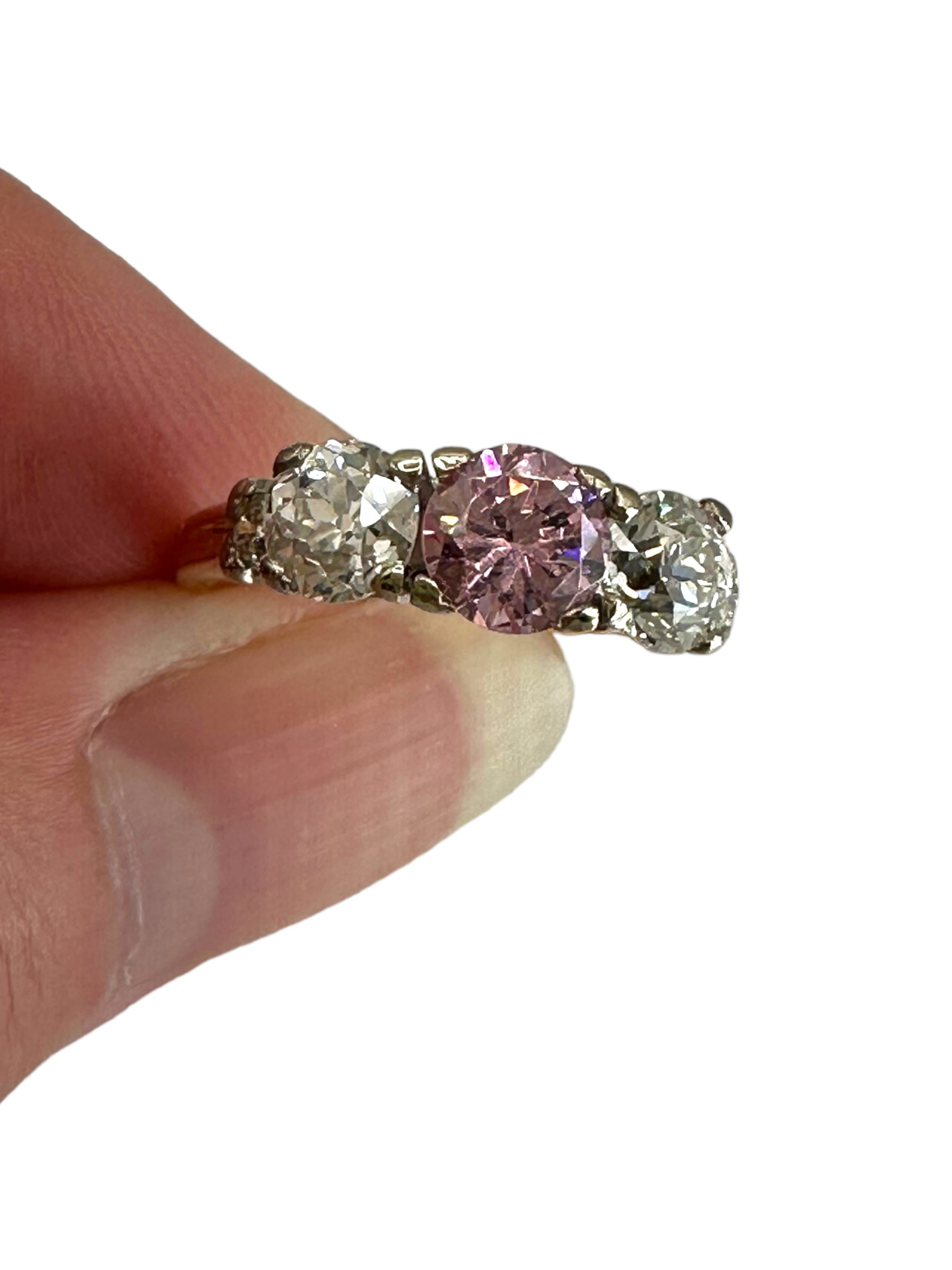 14k Diamond Pink Zircon Ring