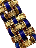 14k Cobalt Blue Enamel Basketweave Design Bracelet