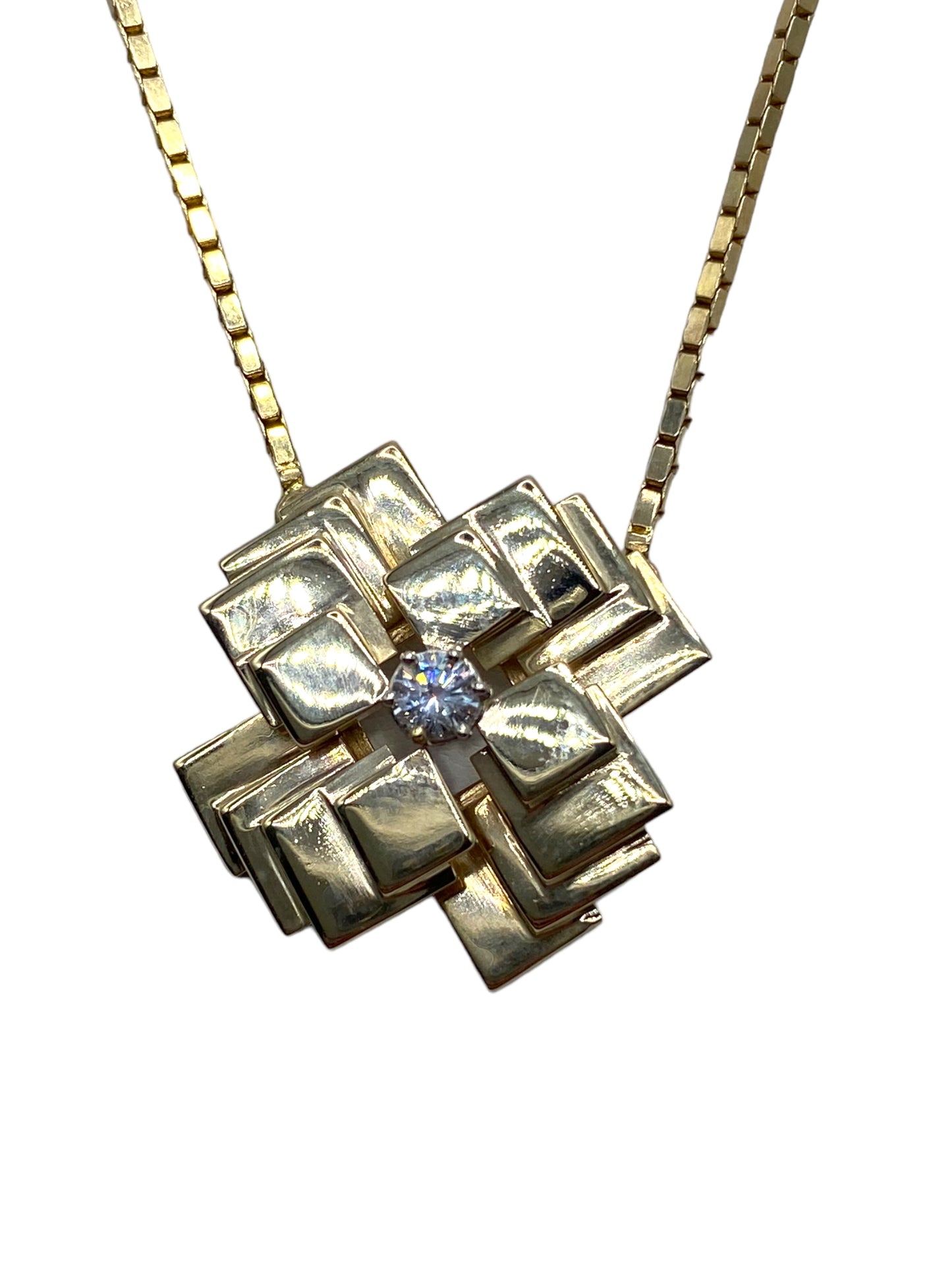 14k Geometric Pendant Necklace