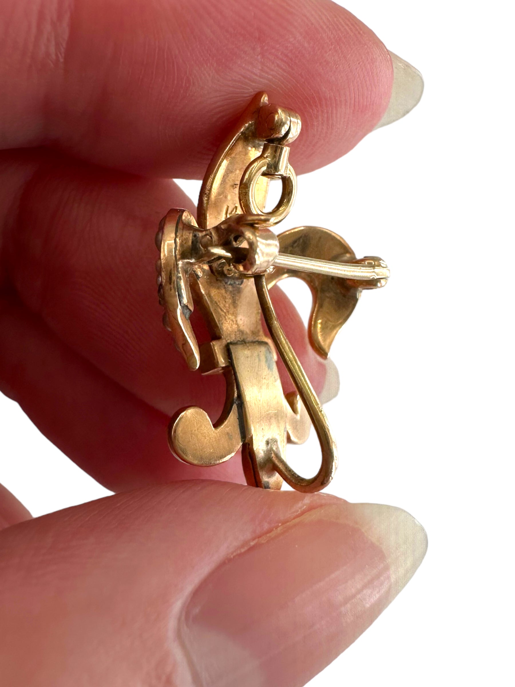 14k Victorian Pearl Fleur de Lis Pin/ Pendant