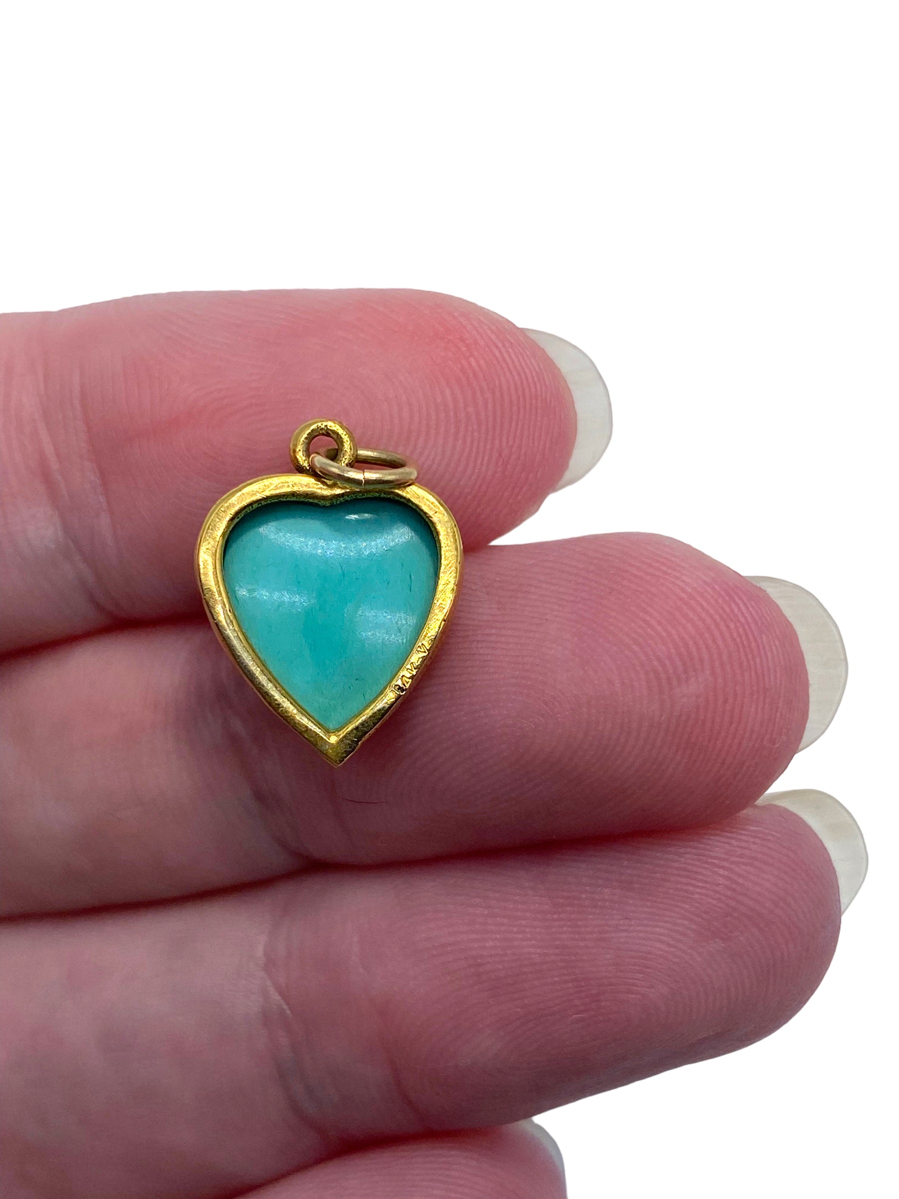 14k Turquoise Heart Pendant