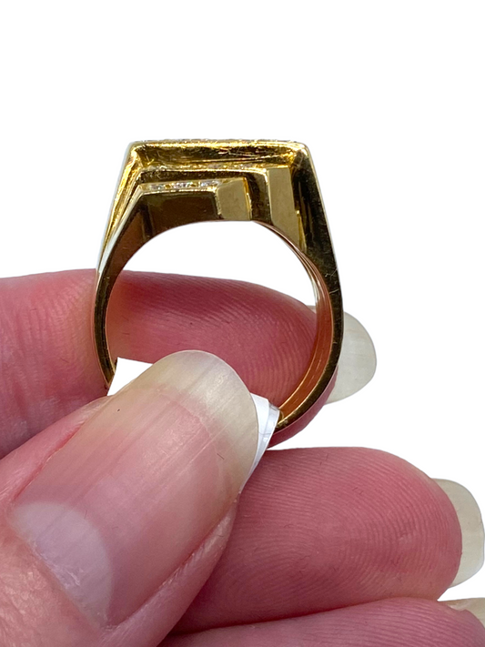 18k Diamond Geometric Ring