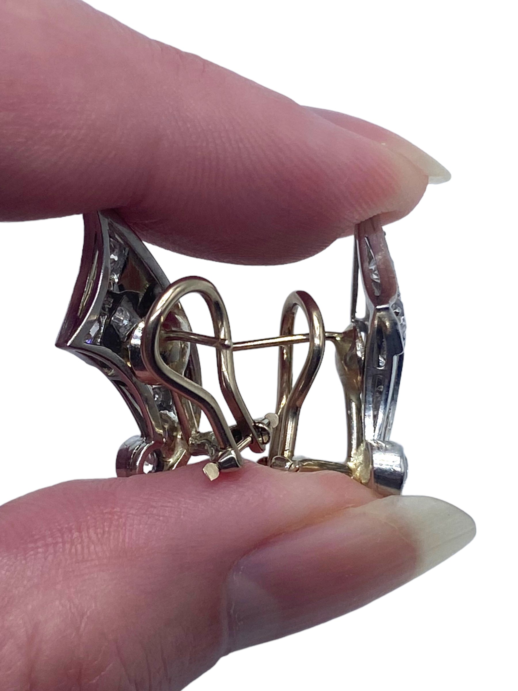 Platinum 14k Art Deco Comet Earrings